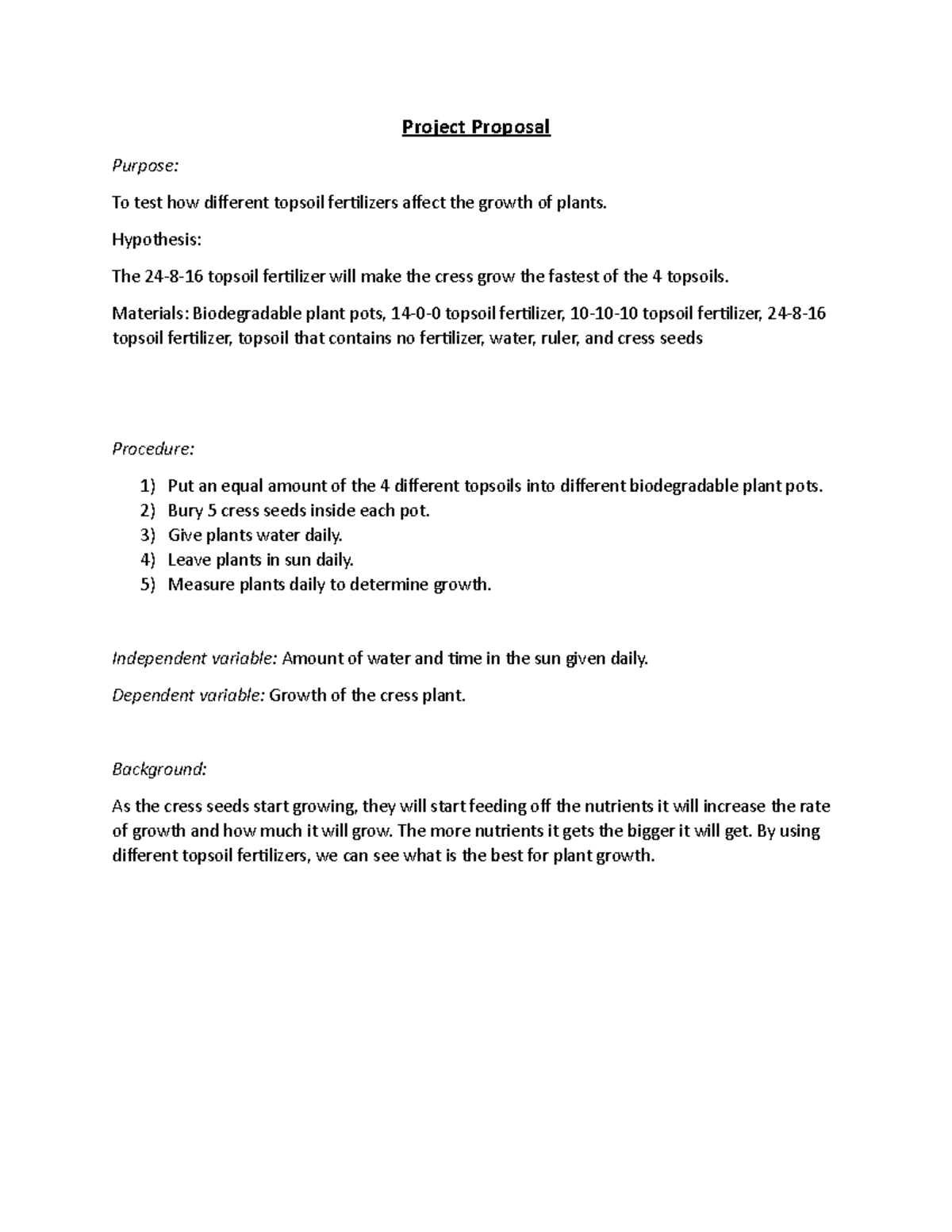 Project Proposal - For free premium - Project Proposal Purpose: To test ...