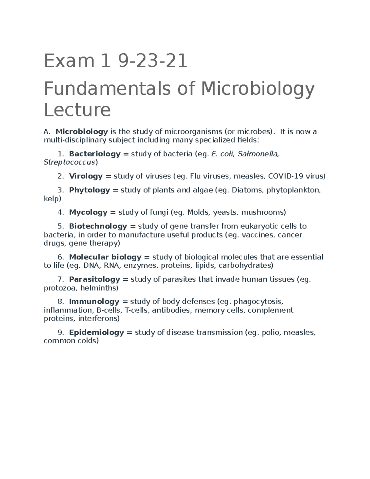 Exam 1 9-23-21 - Lecture Notes 1-3 - Exam 1 9-23- Fundamentals Of ...