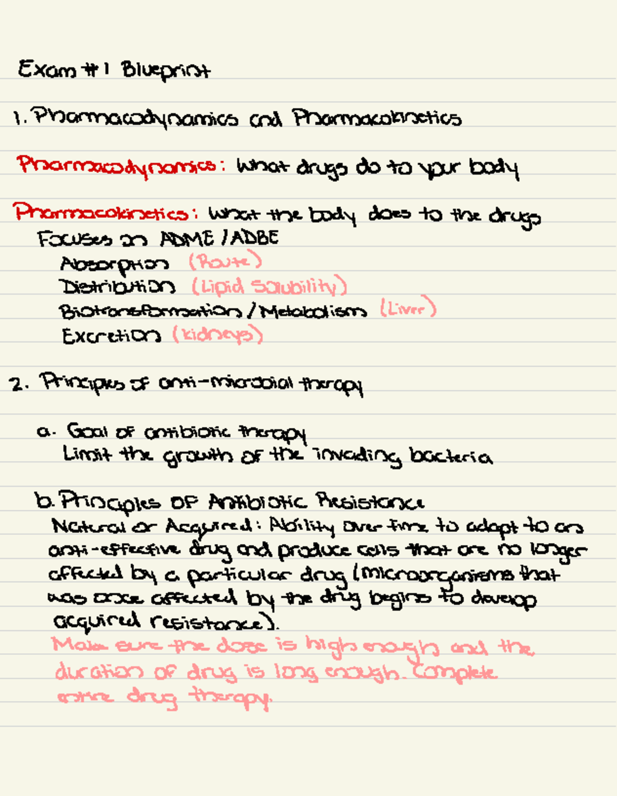 Exam 1 Study Sheet - Pharmacology - Exam # 1 Blueprint Pharmacodynamics ...