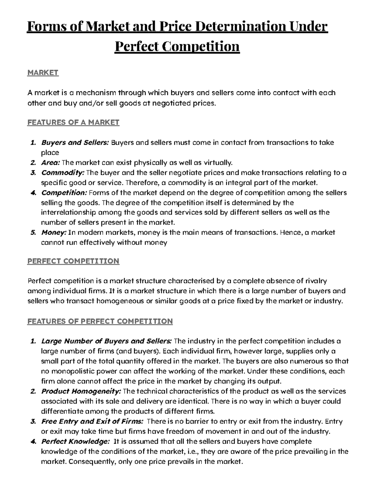 Untitled document - Price Determintation - Forms of Market and Price ...