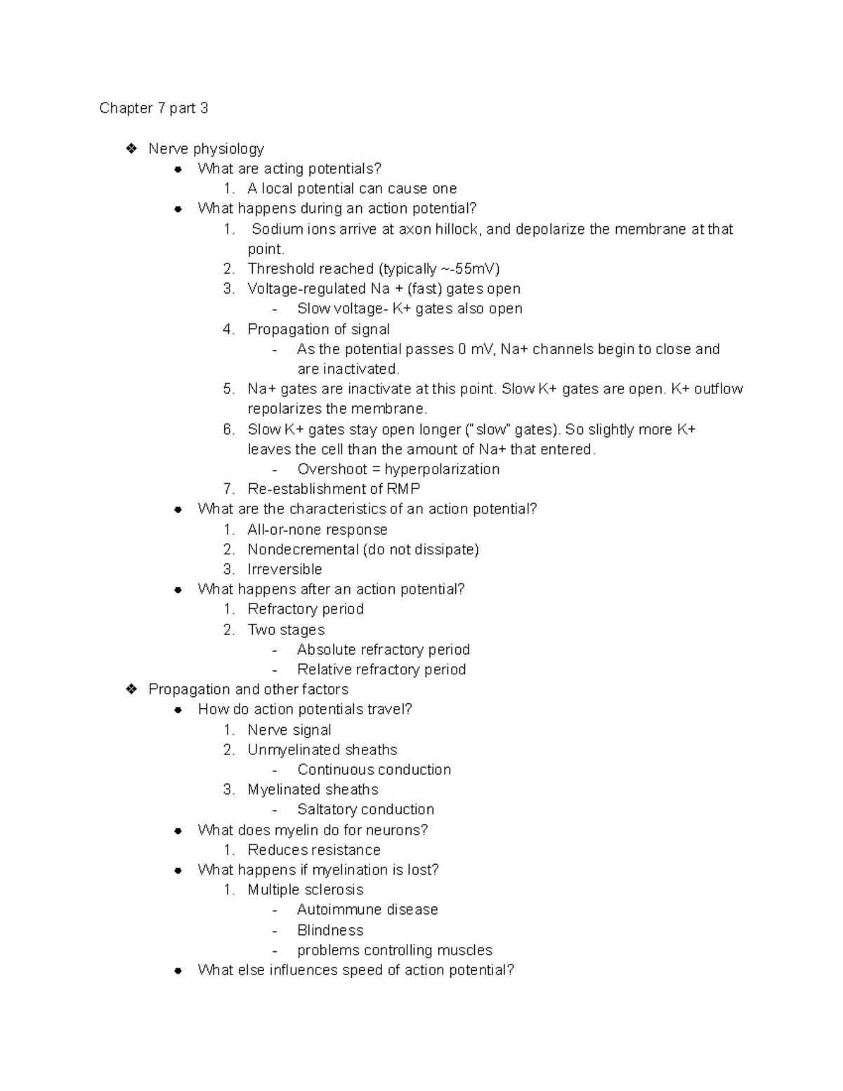 Bio 201 Ch 7 part 3 - Dr. kellar class - Chapter 7 part 3 Nerve ...