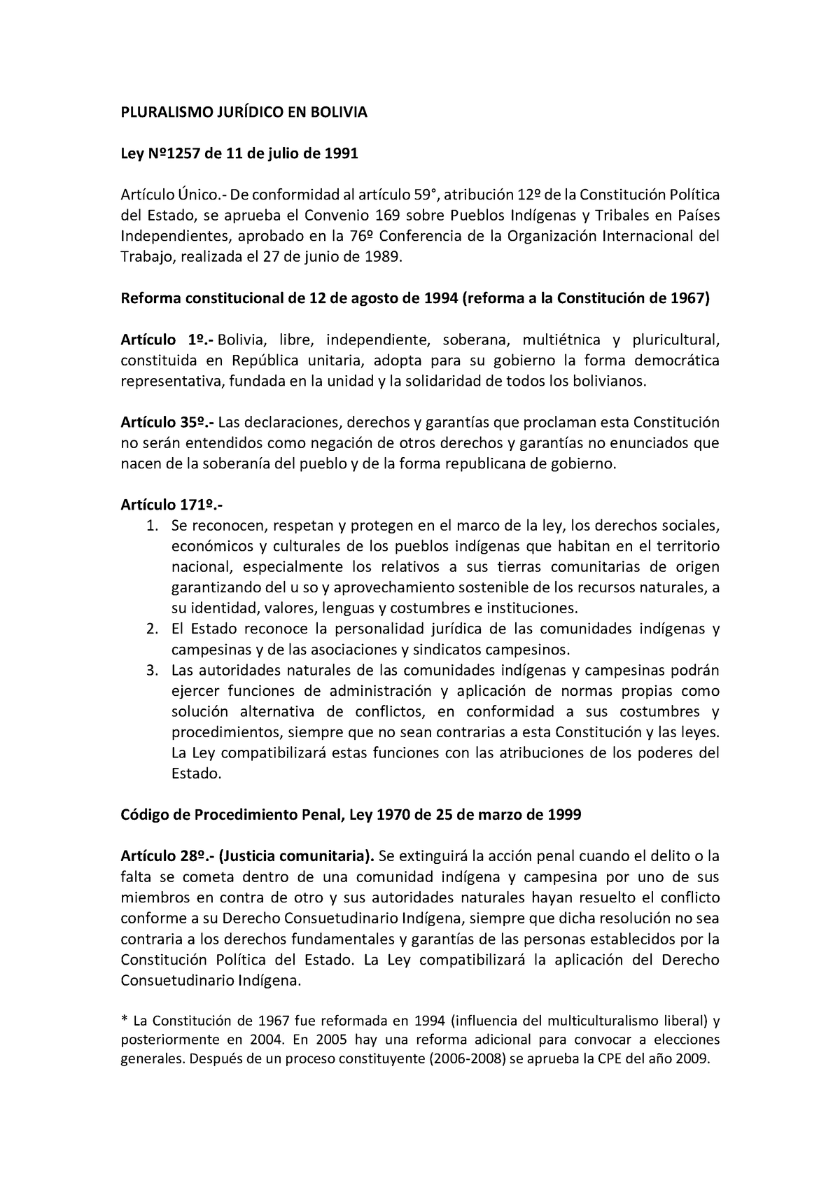 1 Pluralismo Jurídico EN Bolivia, Compendio Normativo - PLURALISMO ...