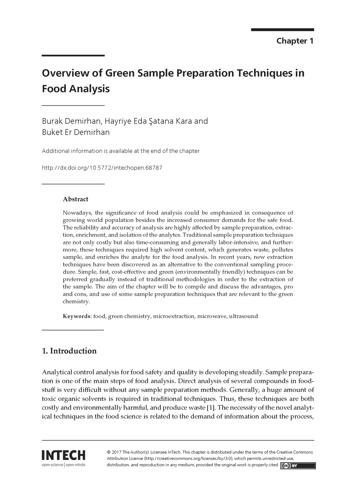 Overview Of Green Sample Preparation Techniques In Food Analysis ...