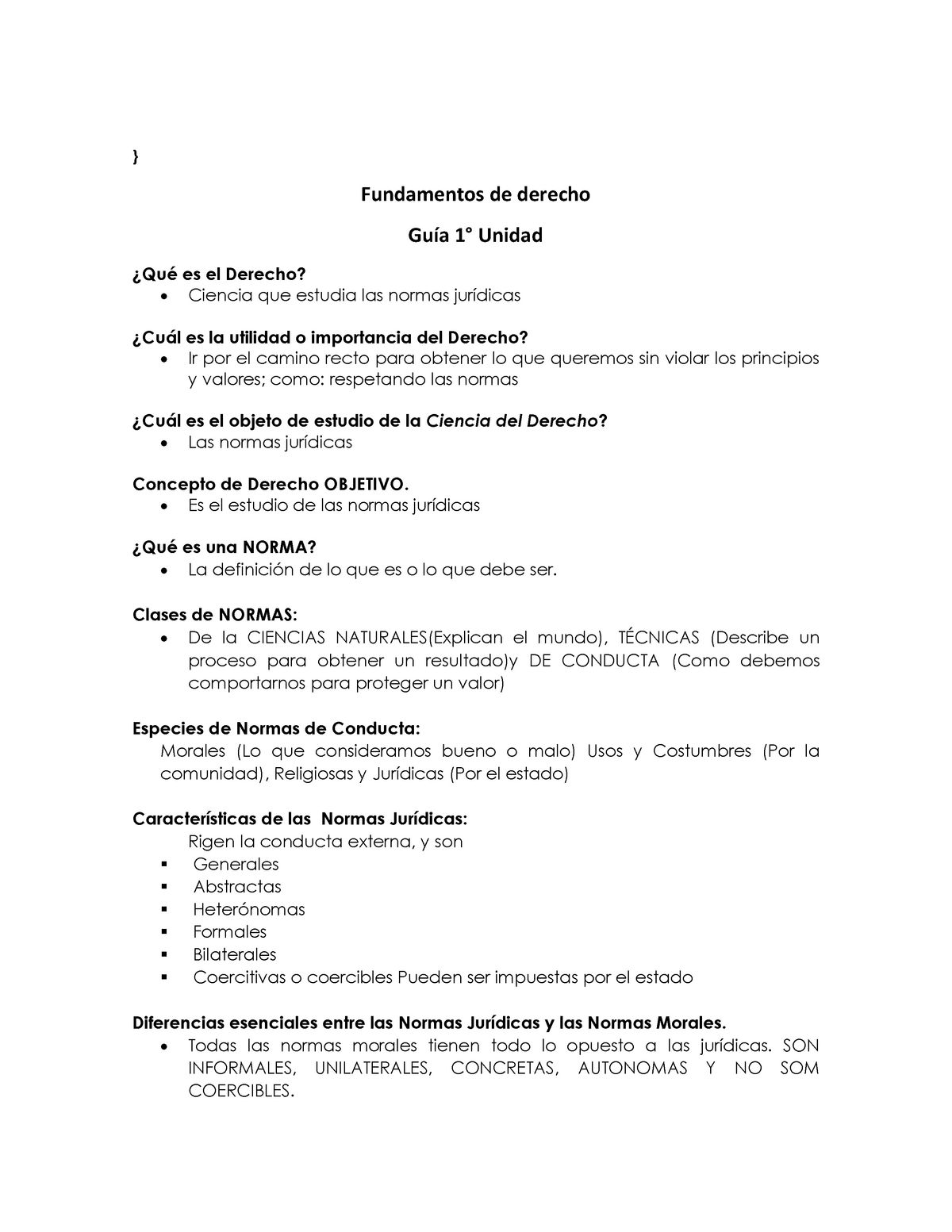 Fundamentos Del Derecho - } Fundamentos De Derecho Guía 1° Unidad ¿Qué ...