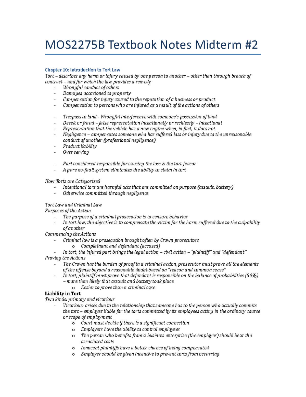 Summary - complete textbook notes for midterm 2 - MOS2275B Textbook ...