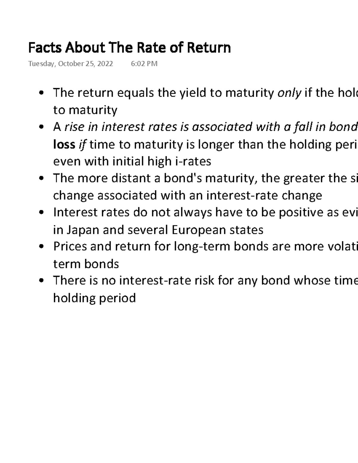 facts-about-the-rate-of-return-the-return-equals-the-yield-to