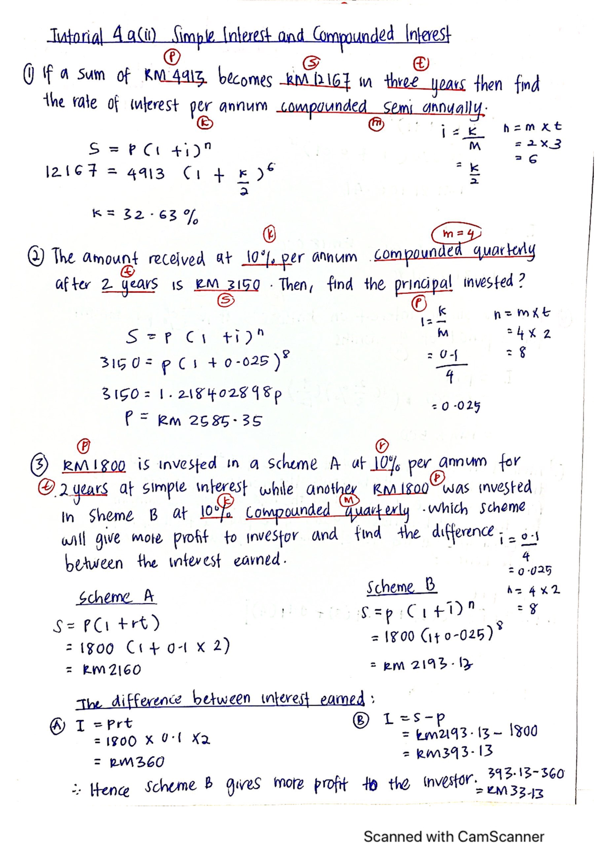 Tutorial Answer 4a Aft1103 (simple Interest And Compounded Interest 