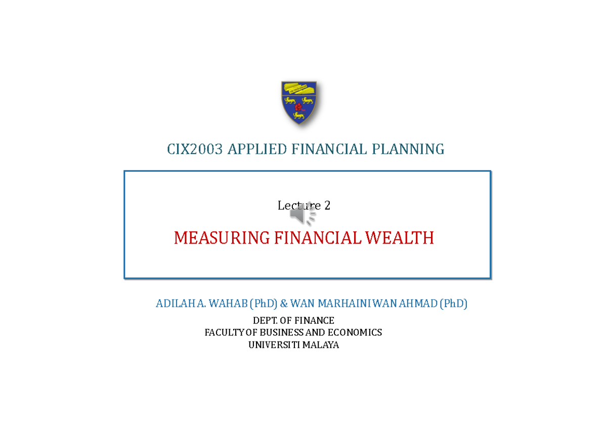Topic 2 Measuring Finance Wealth CLICK TO EDIT MASTER TITLE STYLE