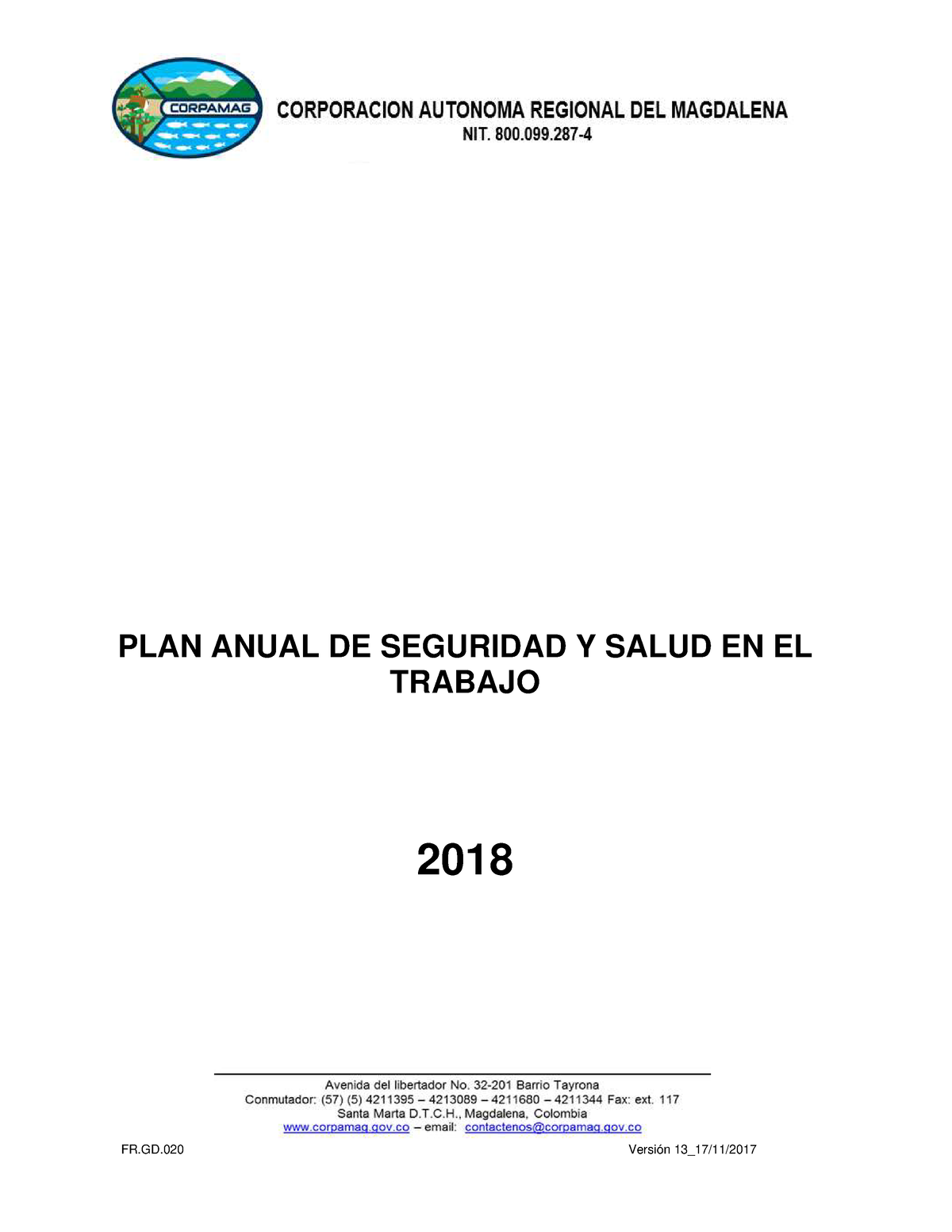 Plan 2018 Sg Sst Plan De Sst Plan Anual De Seguridad Y Salud En El Trabajo 2018 Tabla De