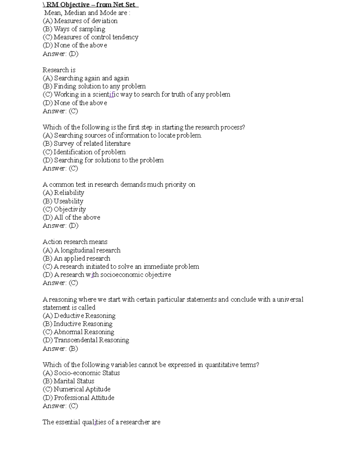 RM Objectives-NET SET - RM Objective from Net Set Mean, Median and Mode ...