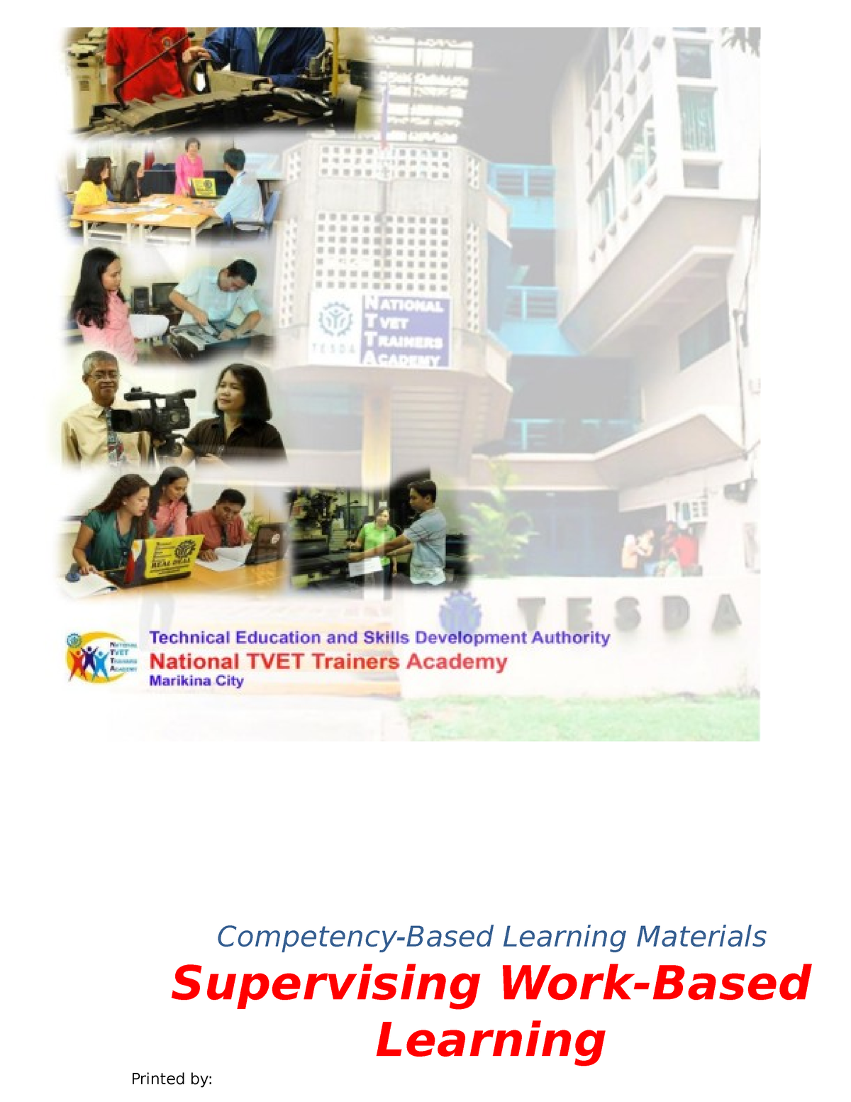 Supervise Work-Based Training - Competency-Based Learning Materials ...