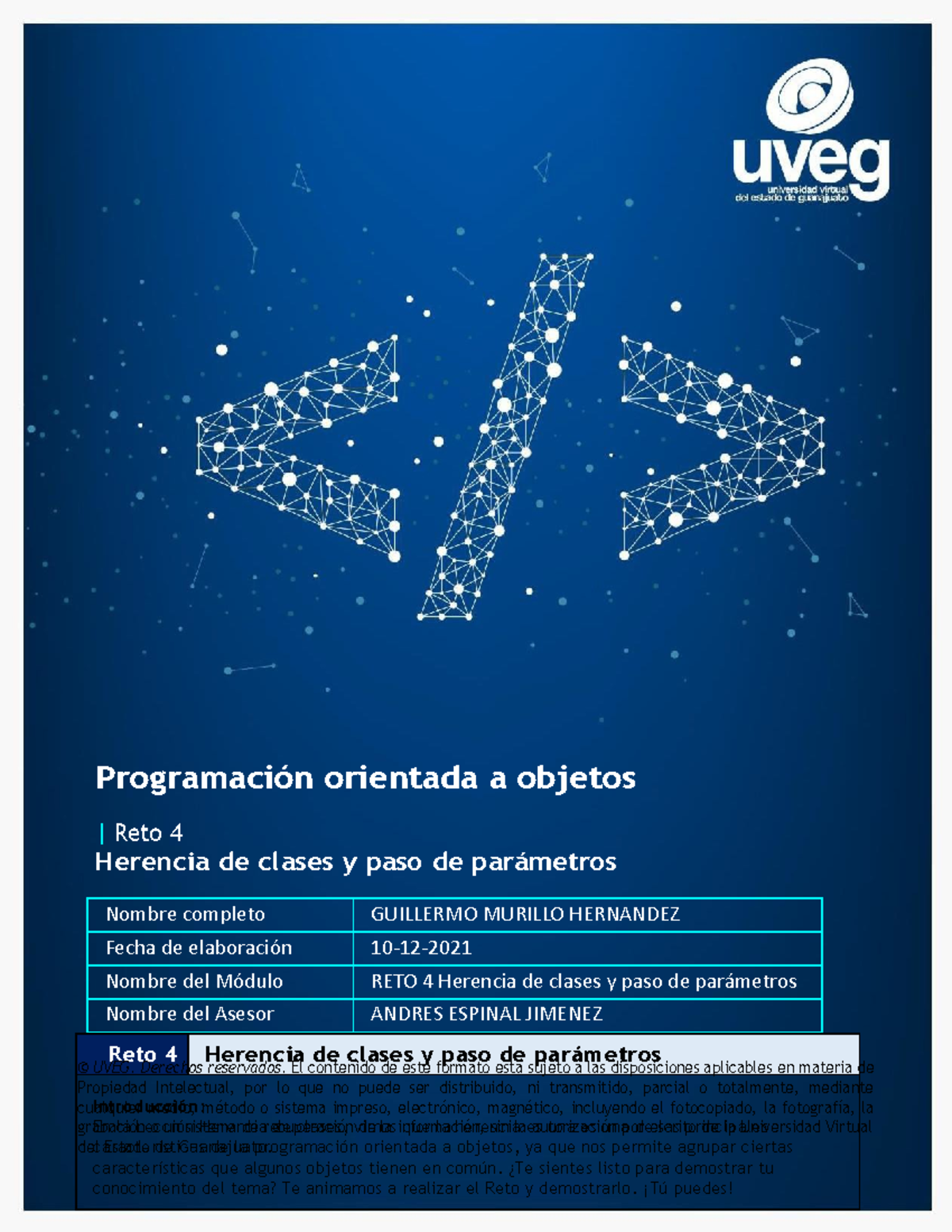Reto 4 - reposo - Programación orientada a objetos | Reto 4 Herencia de ...