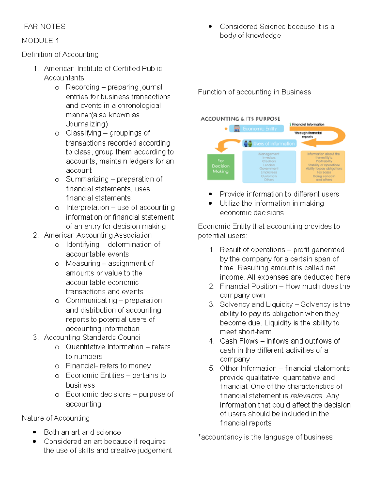 FAR Notes 1 - Continuation of the first one - FAR NOTES MODULE 1 ...