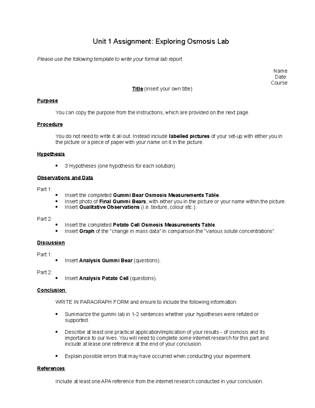 Unit1Assignment Lab Exploring Osmosis Feb 2023 Unit 1 Assignment