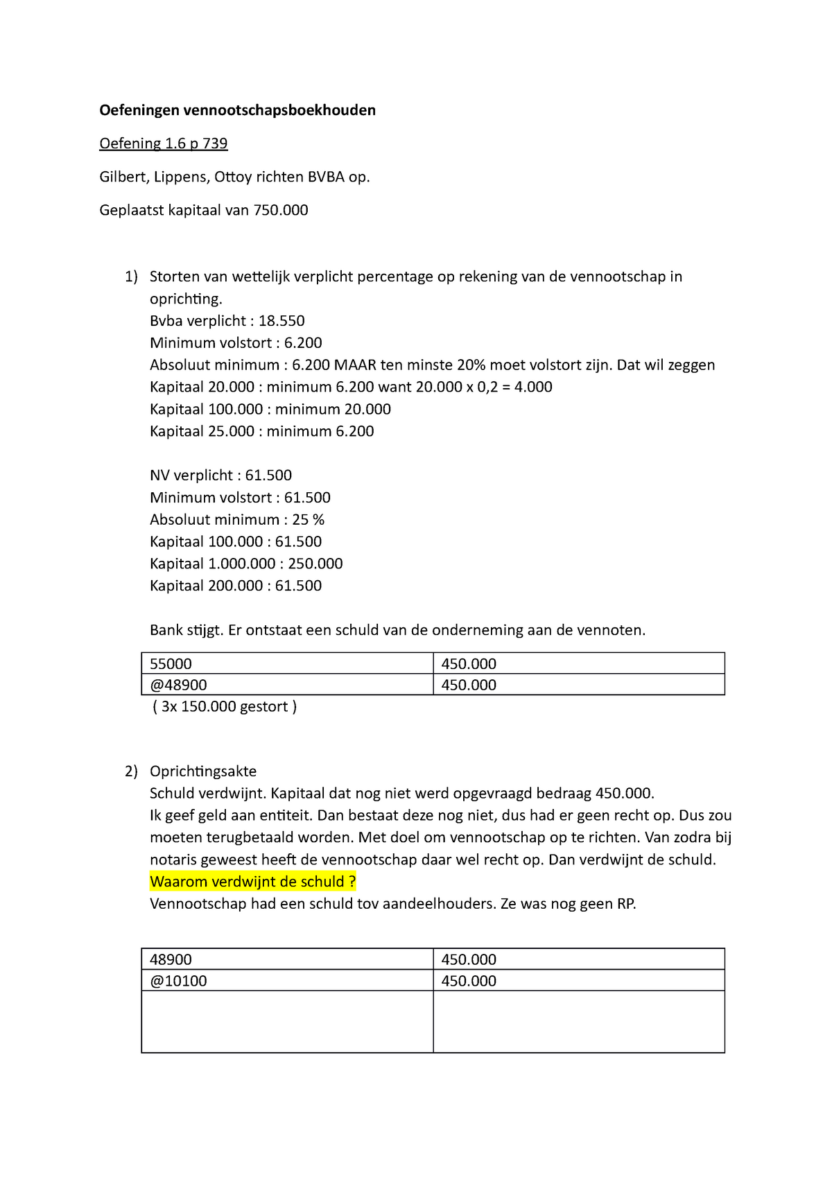 Oefeningen Vennootschapsboekhouden Hoofdstuk 1 - Oefeningen ...