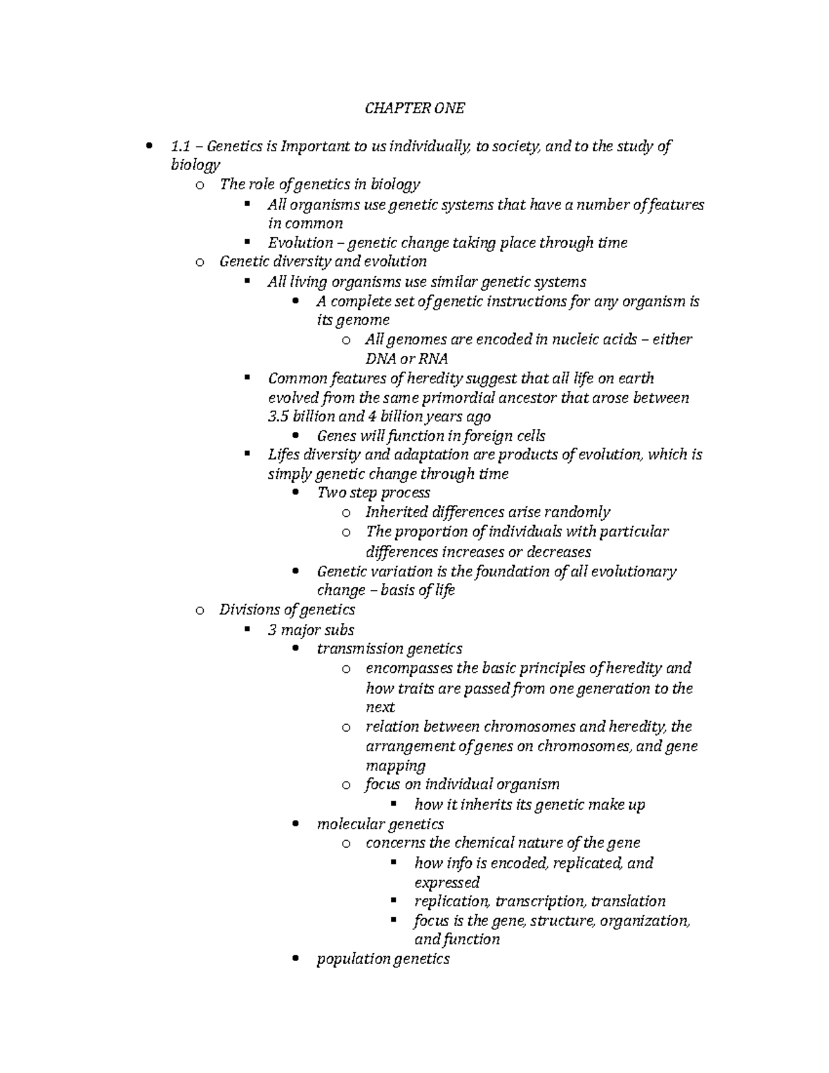 Ultrastudyguide - CHAPTER ONE 1 – Genetics is Important to us ...