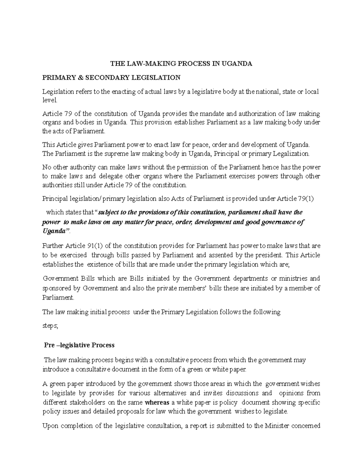 Law making process MAMAMAMMAMAMASAJKA THE LAWMAKING PROCESS IN