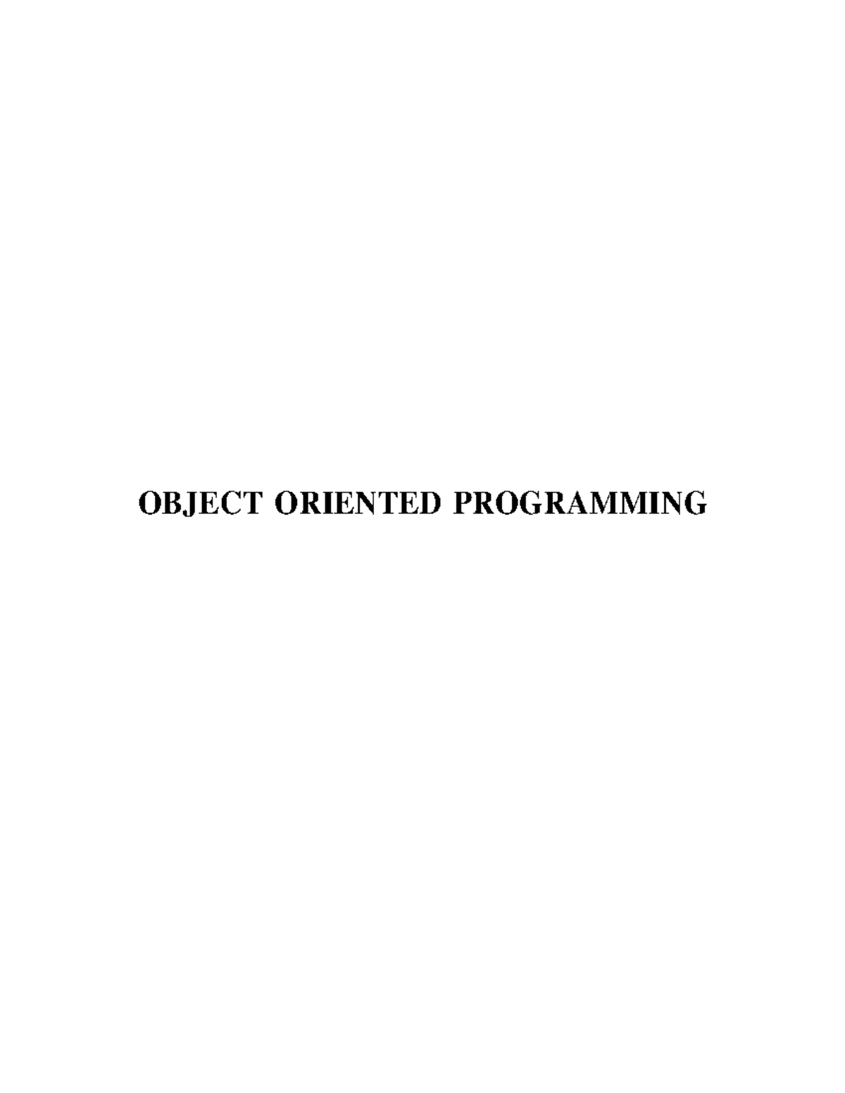 OOPS - Object Oriented Programming - OBJECT ORIENTED PROGRAMMING UNIT ...