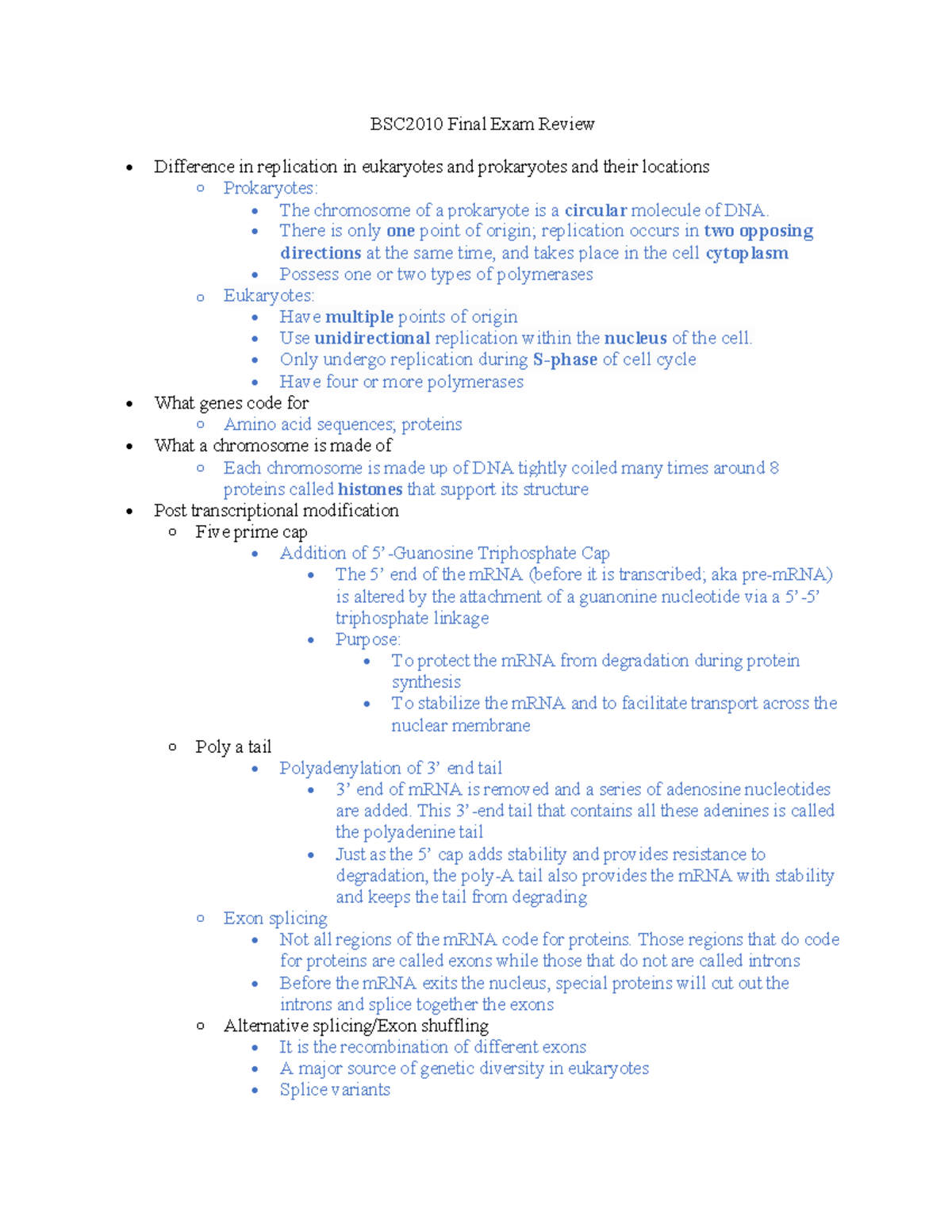 BSC2010 Final Exam Review Key With Questions - BSC2010 Final Exam ...