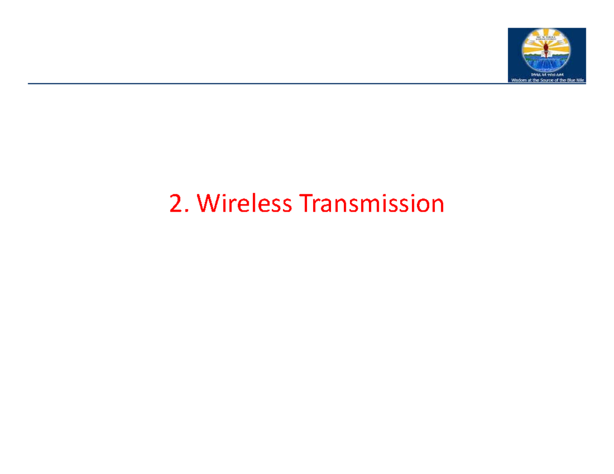 2. Wireless Transmission in wireless and mobile computing course 2