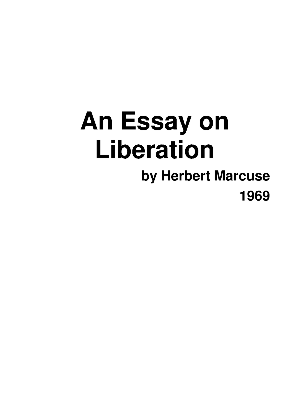 an essay on liberation pdf