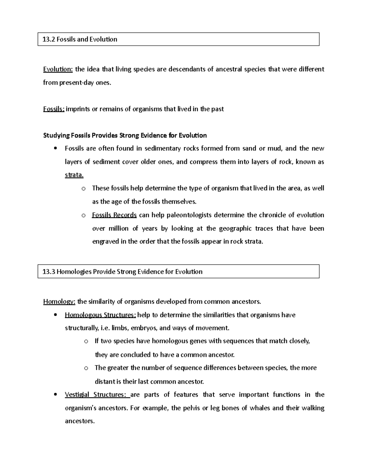 Chapter 13 Study Guide Lecture Notes 13 Evolution The Idea That