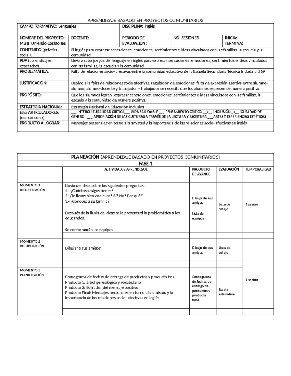 Formato de planeación ABPC - APRENDIZAJE BASADO EN PROYECTOS ...