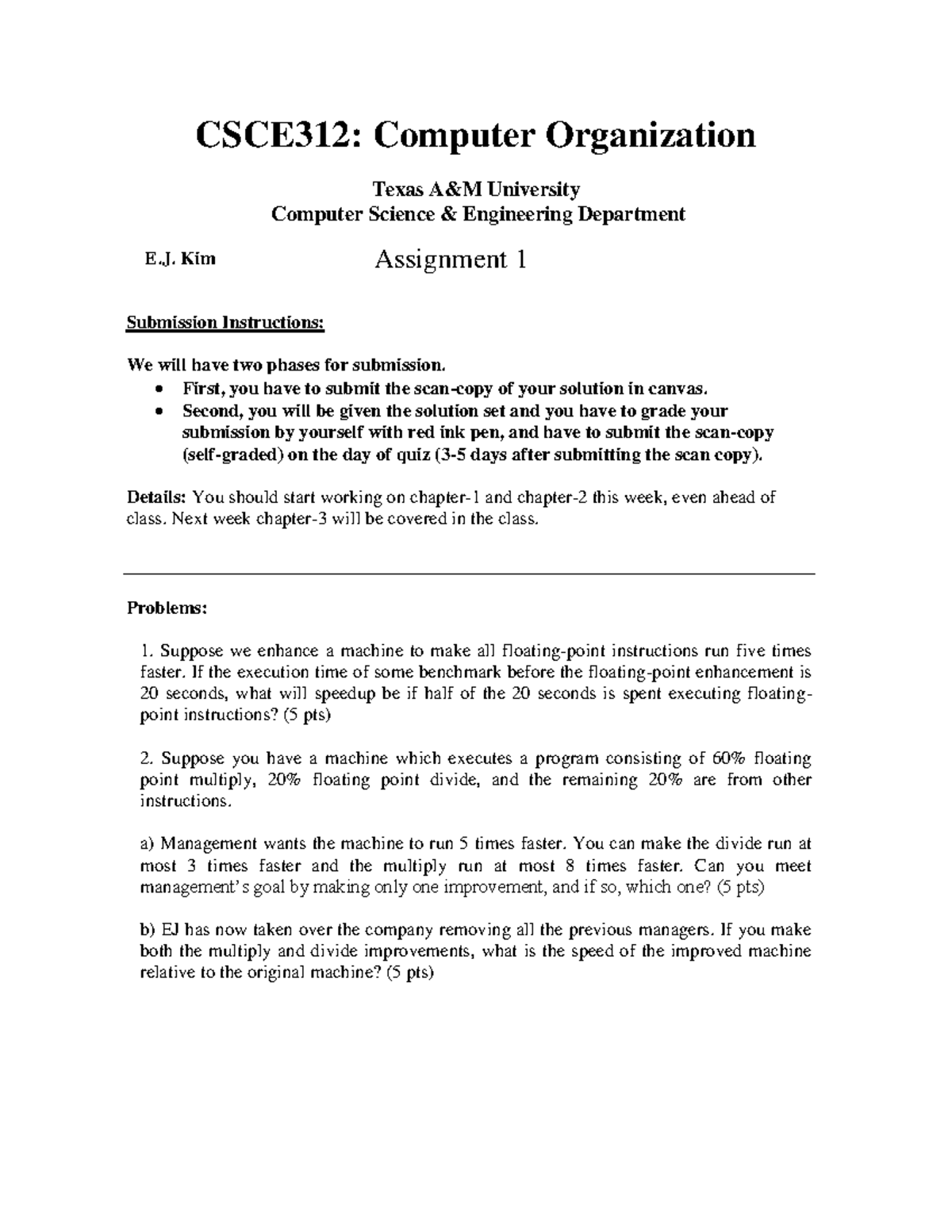 Hw1 312 - 322 - CSCE312: Computer Organization Texas A&M University ...