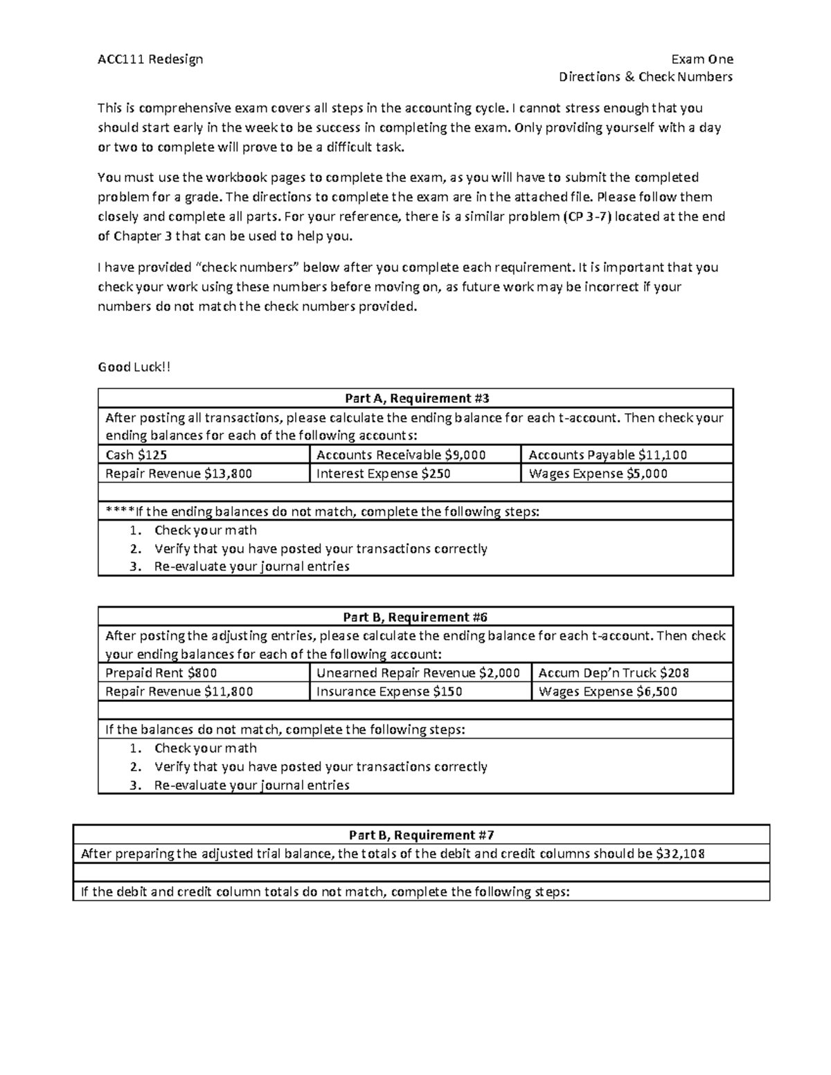 HD-2491439 Exam One 1 - Copy - ACC111 Redesign Exam One Directions ...