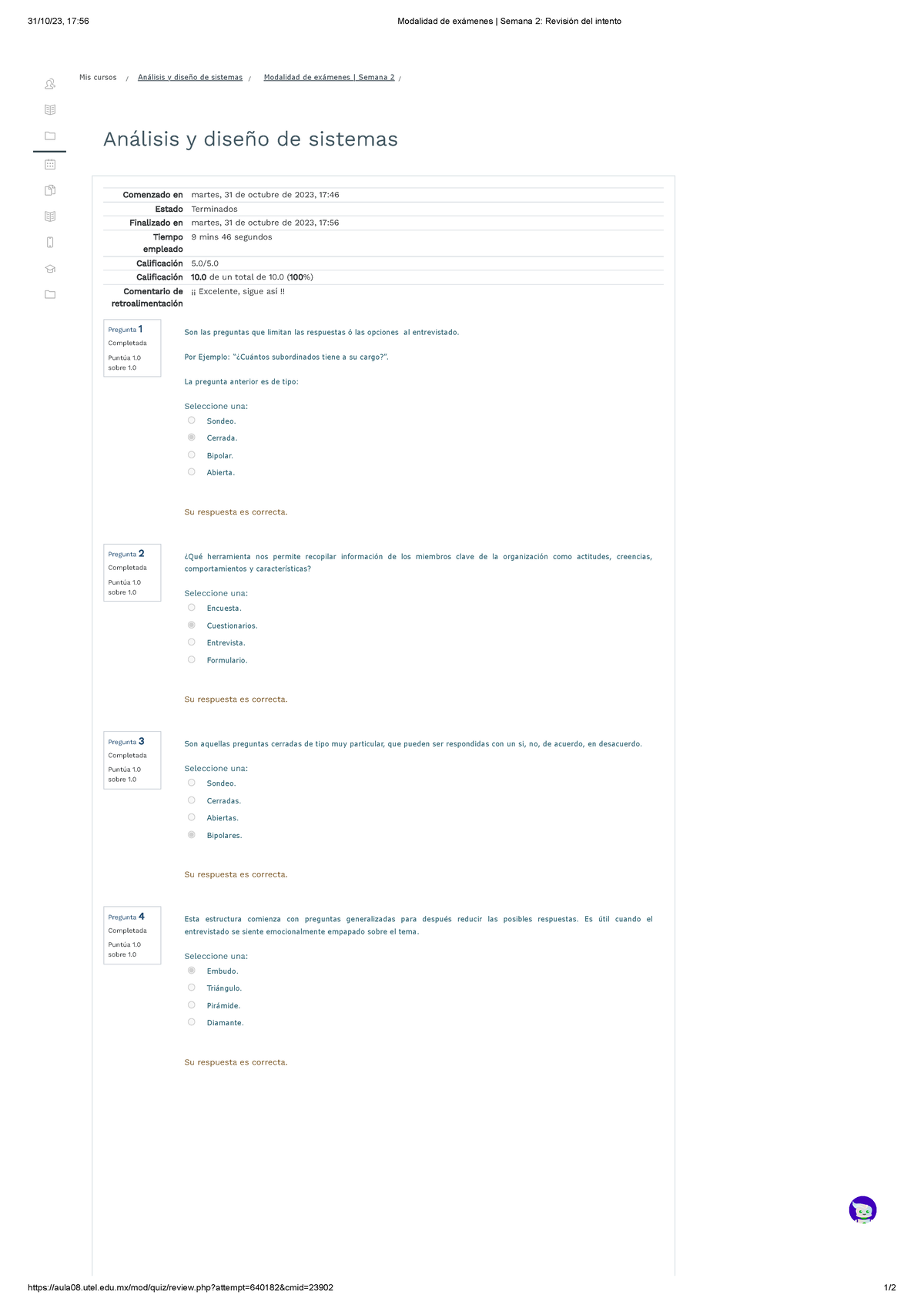 Semana 2 Analisis Y Diseño De Sistemas 31 10 23 17 56 Modalidad De