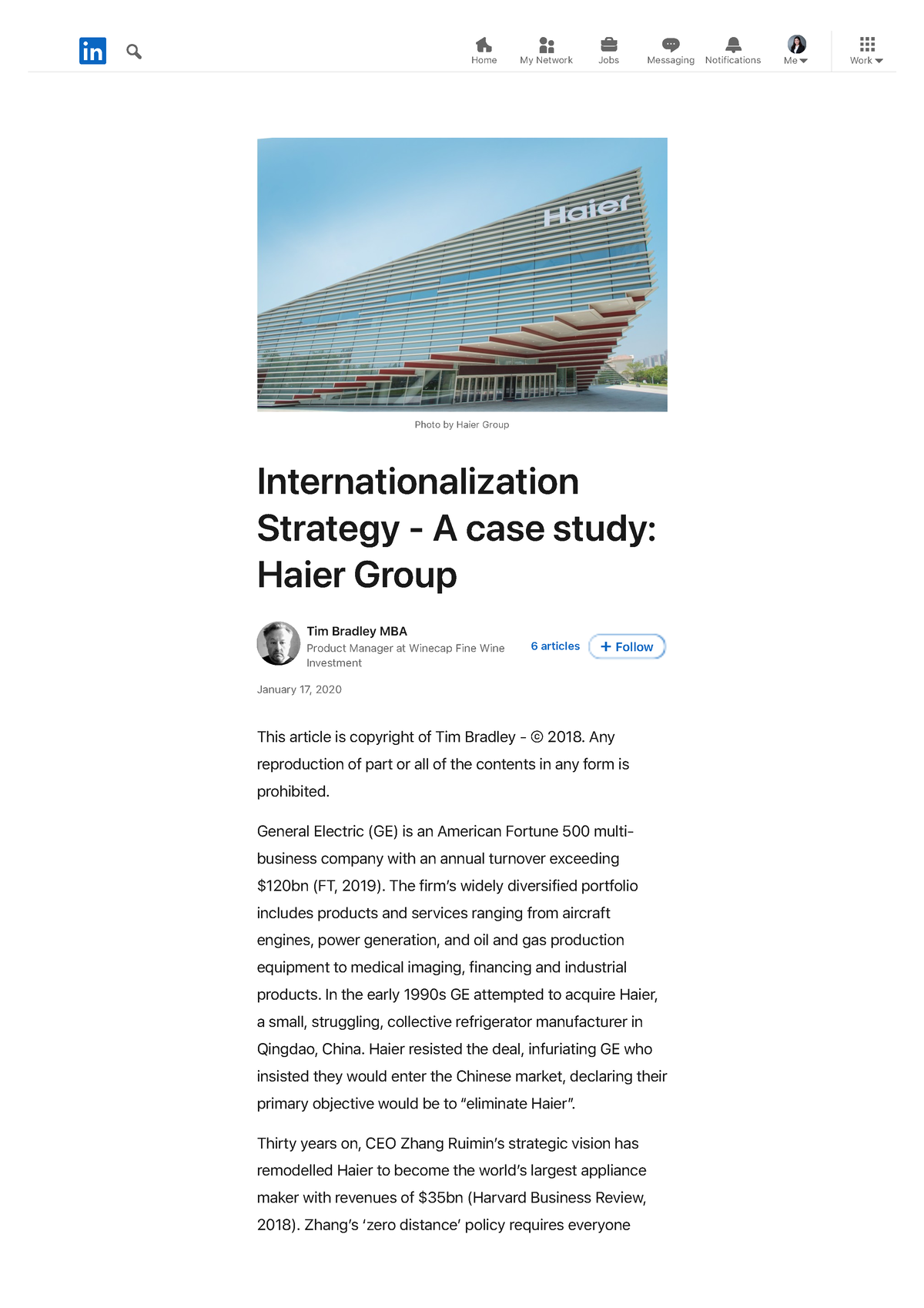 haier group internationalization strategy case study