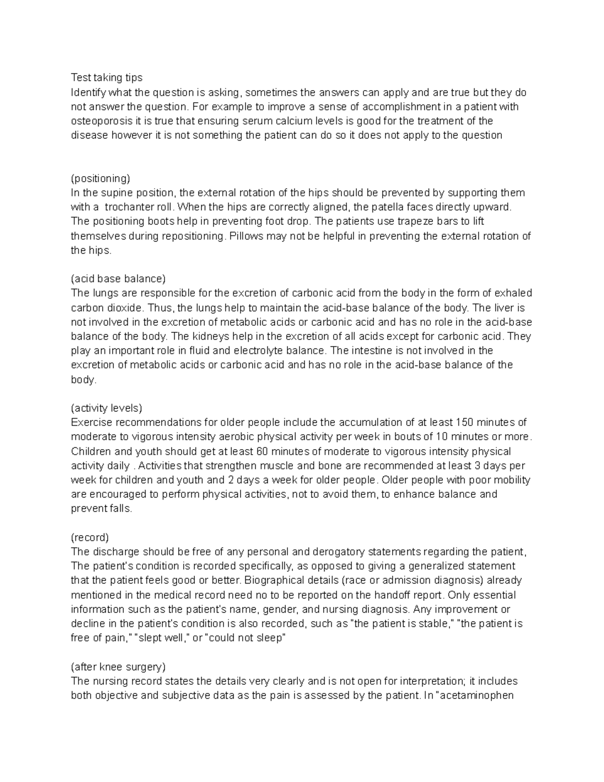 Foundations study - Exam note review - Test taking tips Identify what ...
