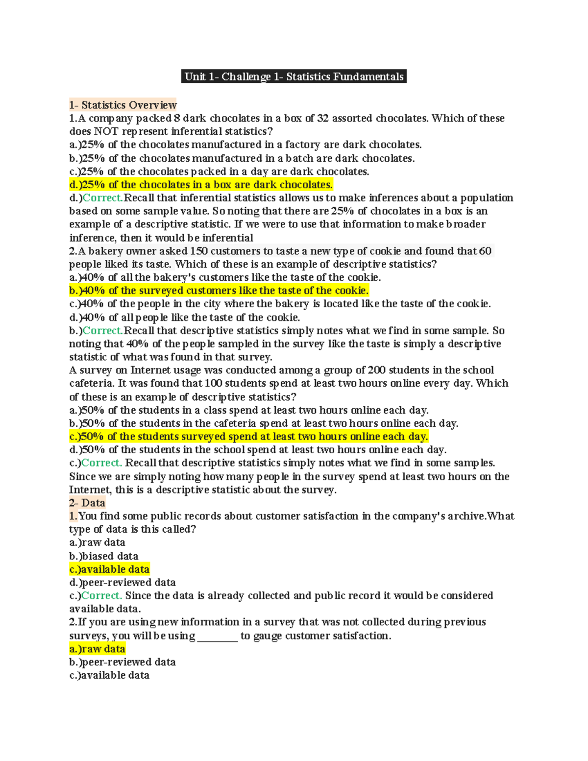 Unit 1 Statistics Fundamentals - Unit 1- Challenge 1- Statistics ...