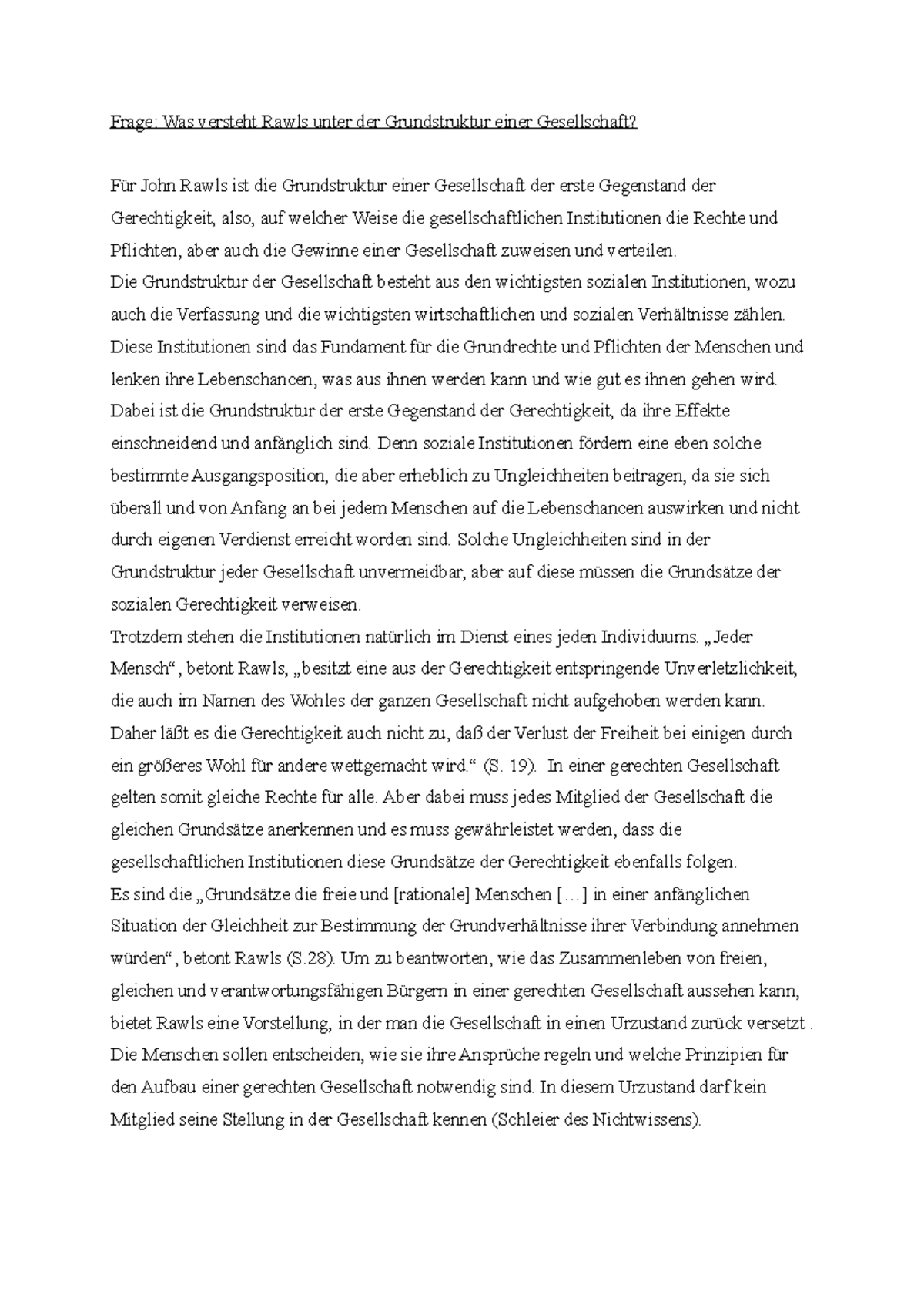 theorie der gerechtigkeit john rawls
