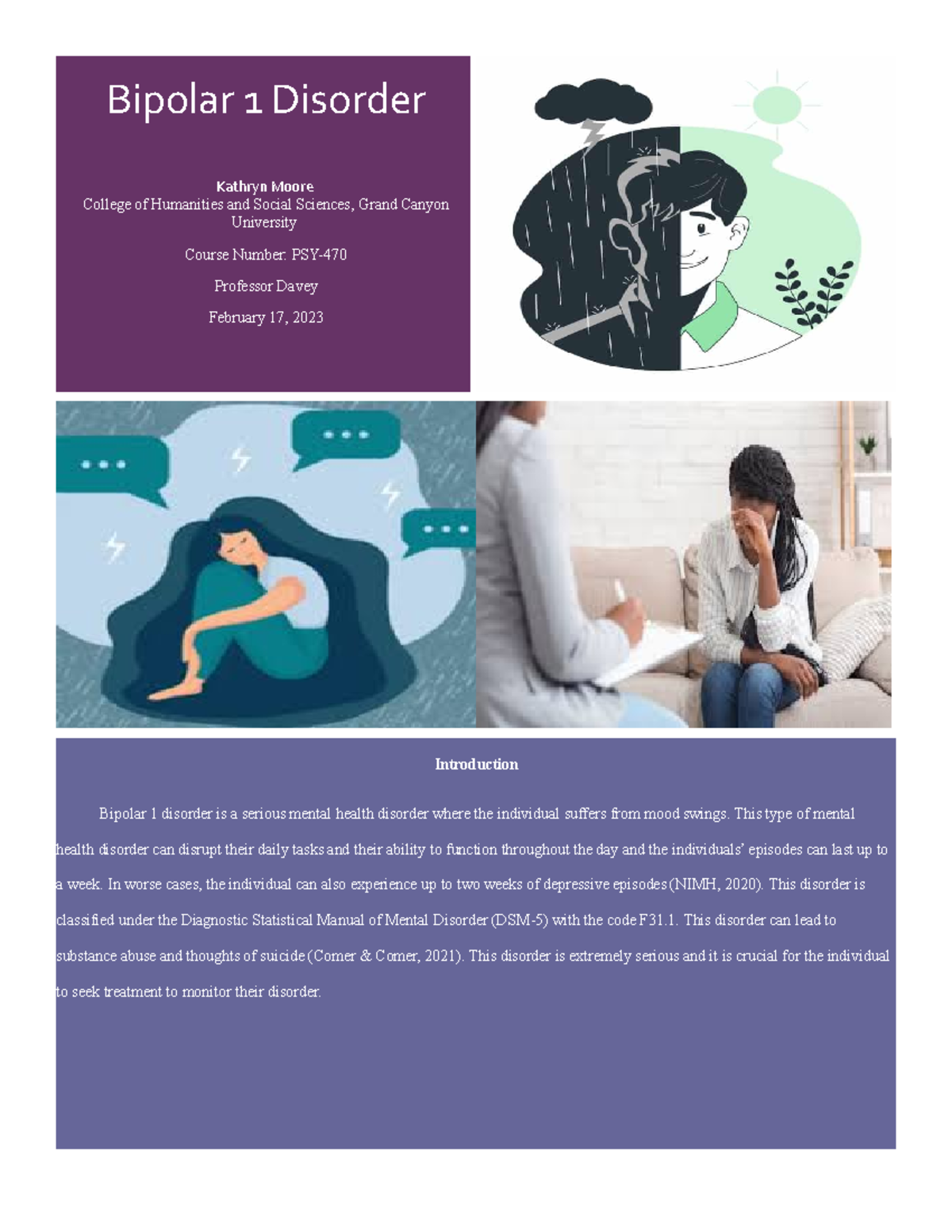 Bipolar 1 Disorder brochure - Bipolar 1 Disorder Kathryn Moore College ...