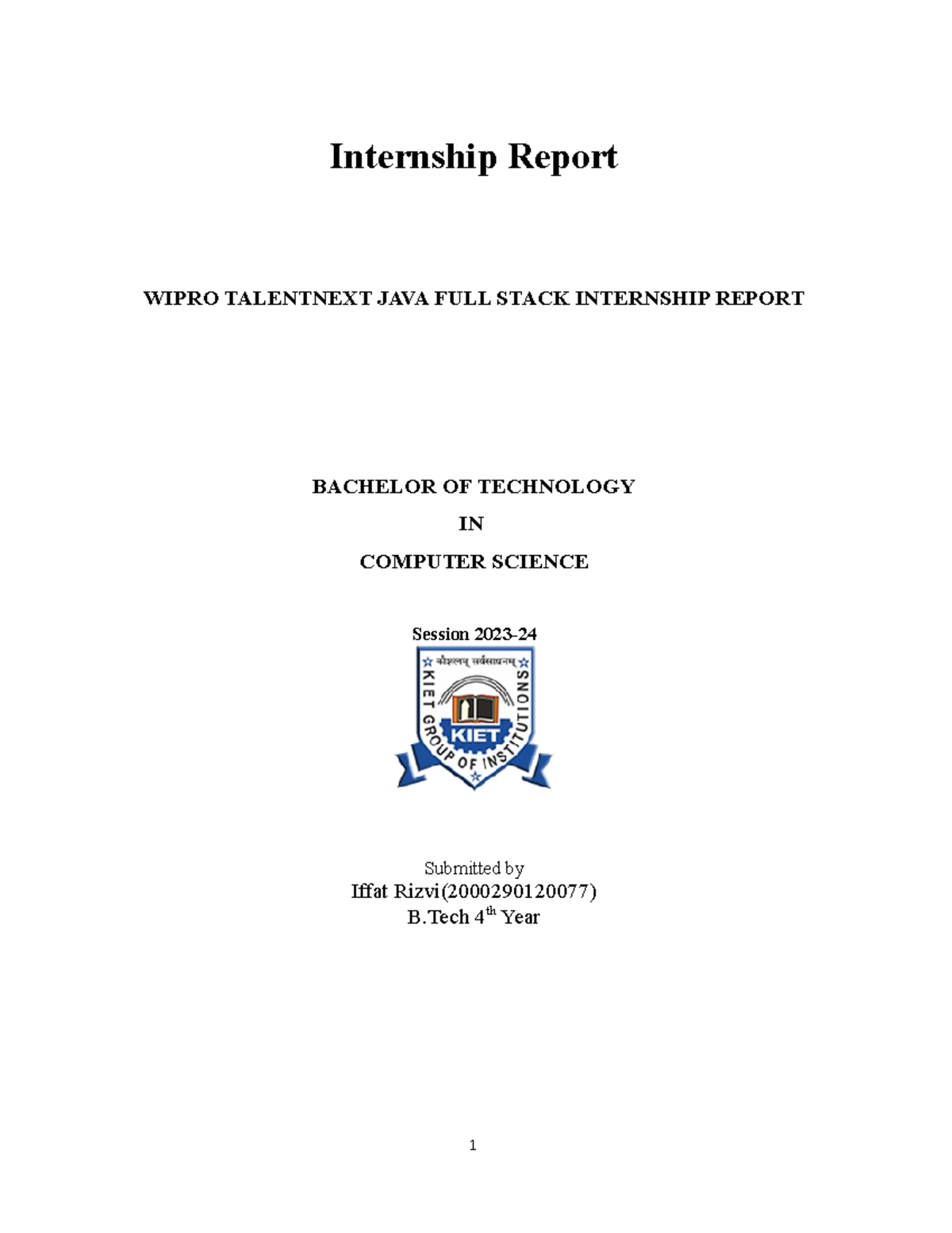 2000 29012007 7 Internship Report - Internship Report WIPRO TALENTNEXT ...