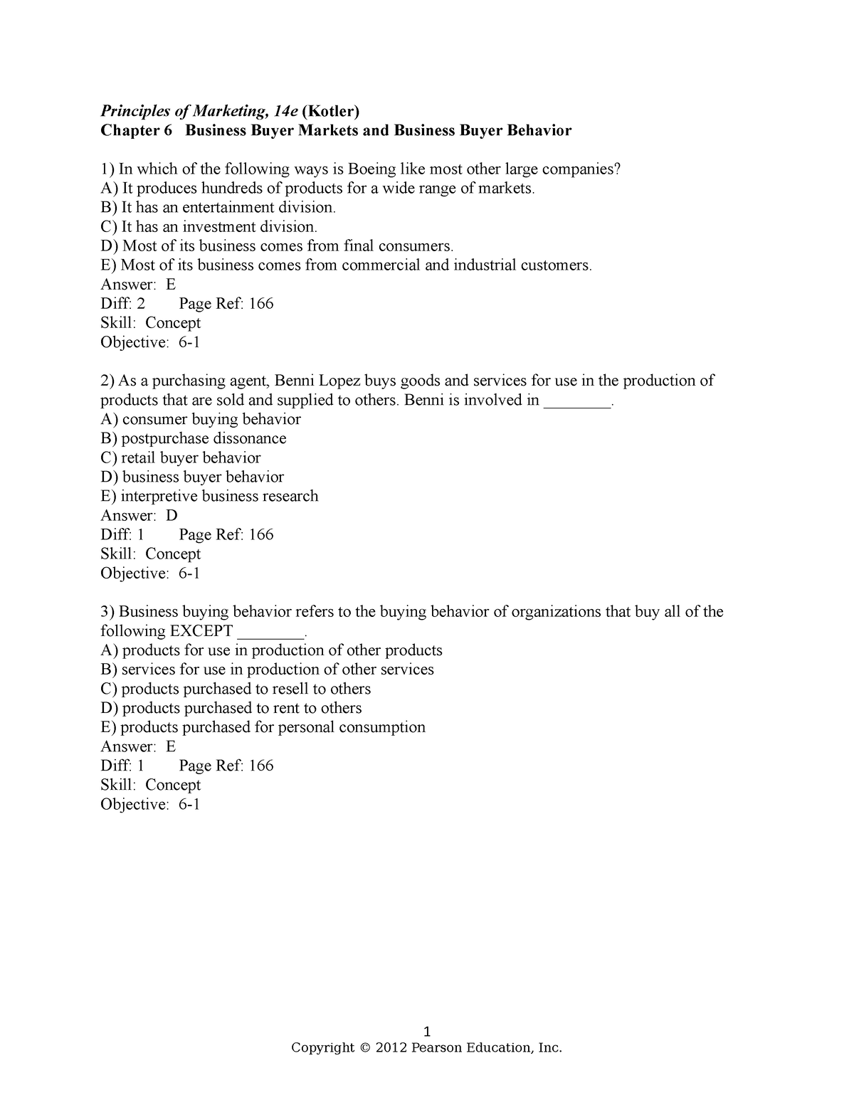 Chapter 6 - Principles Of Marketing, 14e (Kotler) Chapter 6 Business ...