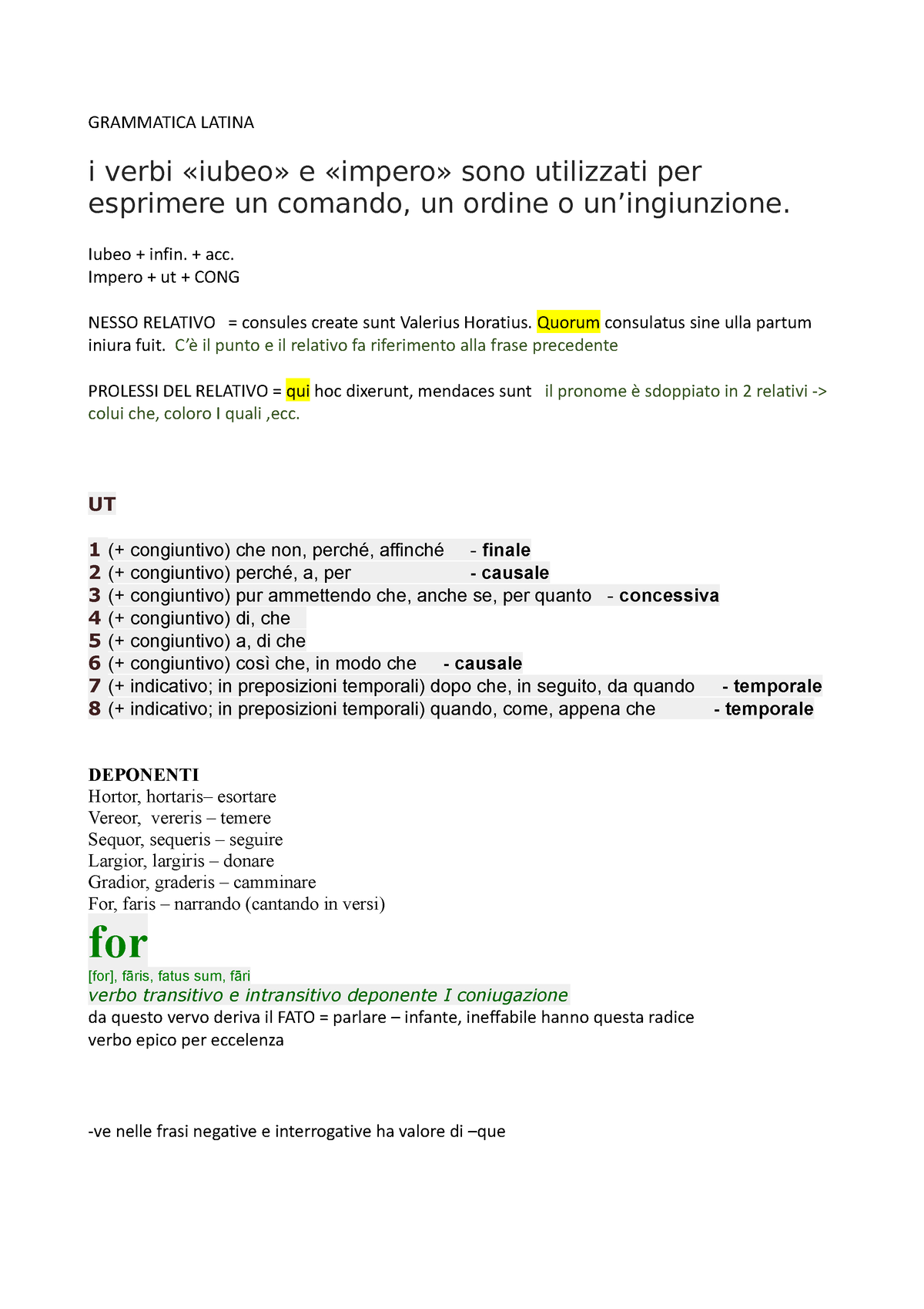 Riassunto Grammatica Latino - GRAMMATICA LATINA INTRODUZIONE • In italiano  la desinenza (ovvero la - Studocu