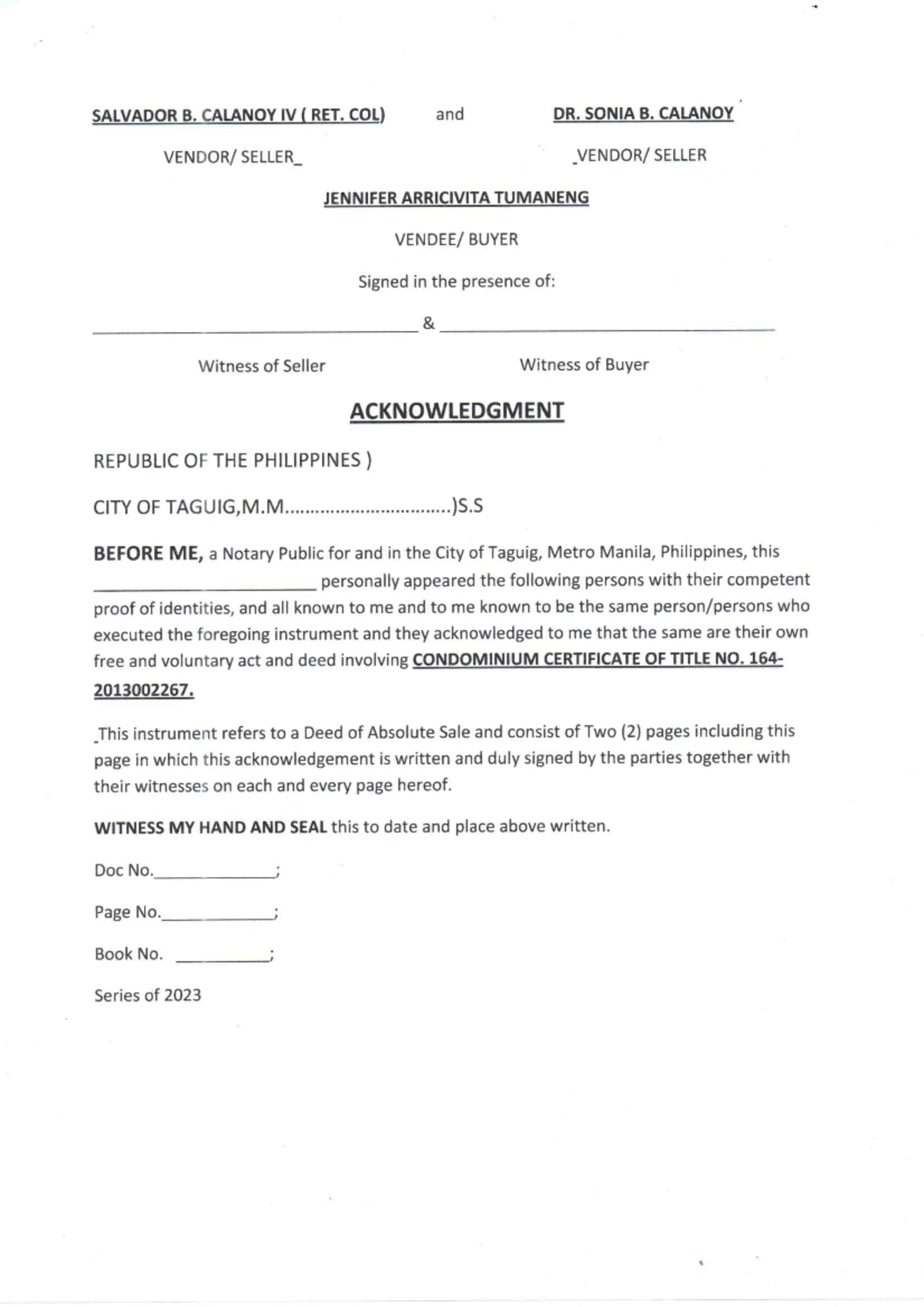 DEED OF SALE 2 copy of deed of sale Legal Writing Studocu