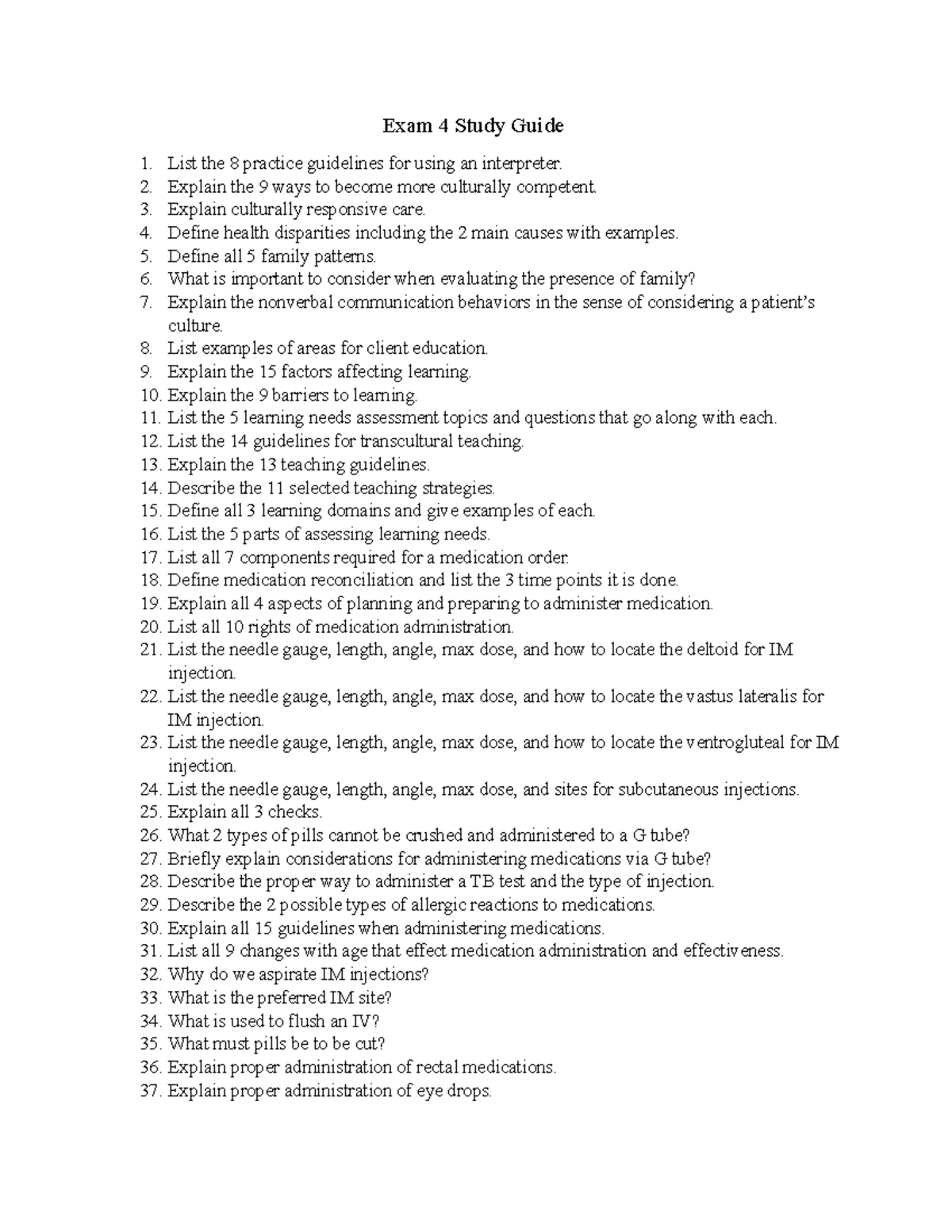 Exam 4 Study Guide - Exam 4 Study Guide List the 8 practice guidelines ...