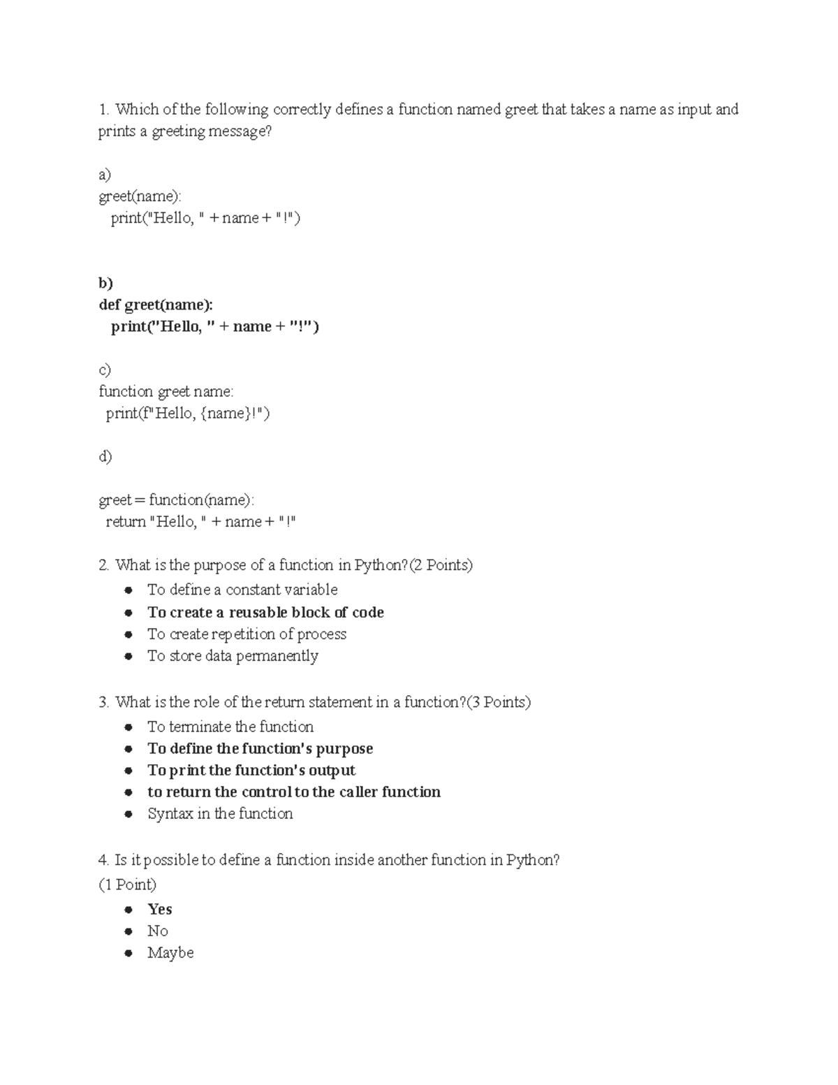 Python Practise MCQ MOCK AND Classworks - 1. Which of the following ...