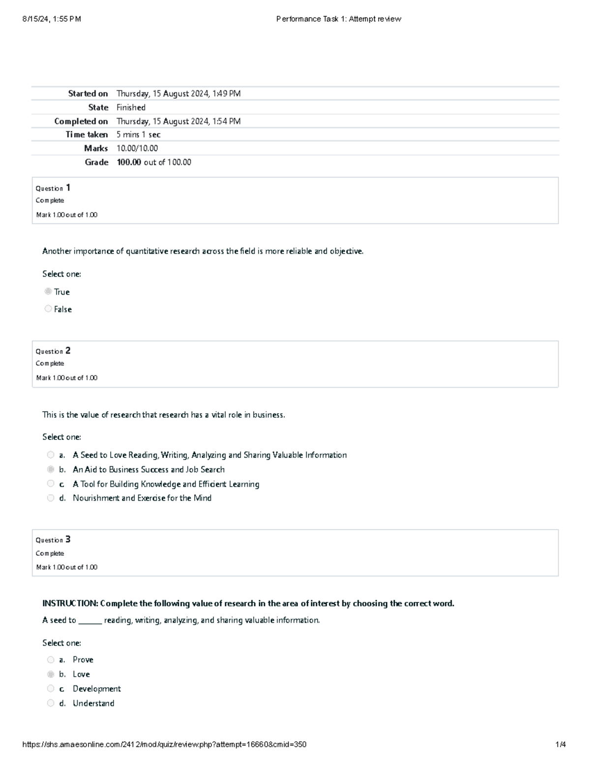 RSCH Performance Task 1 - Started on Thursday, 15 August 2024, 1:49 PM ...