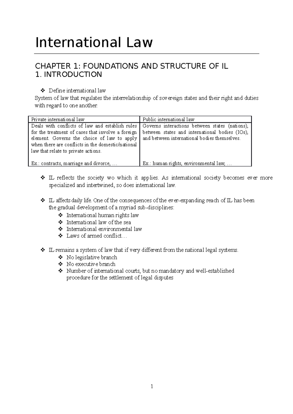 IL Samenvatting 15aug - International Law CHAPTER 1: FOUNDATIONS AND ...