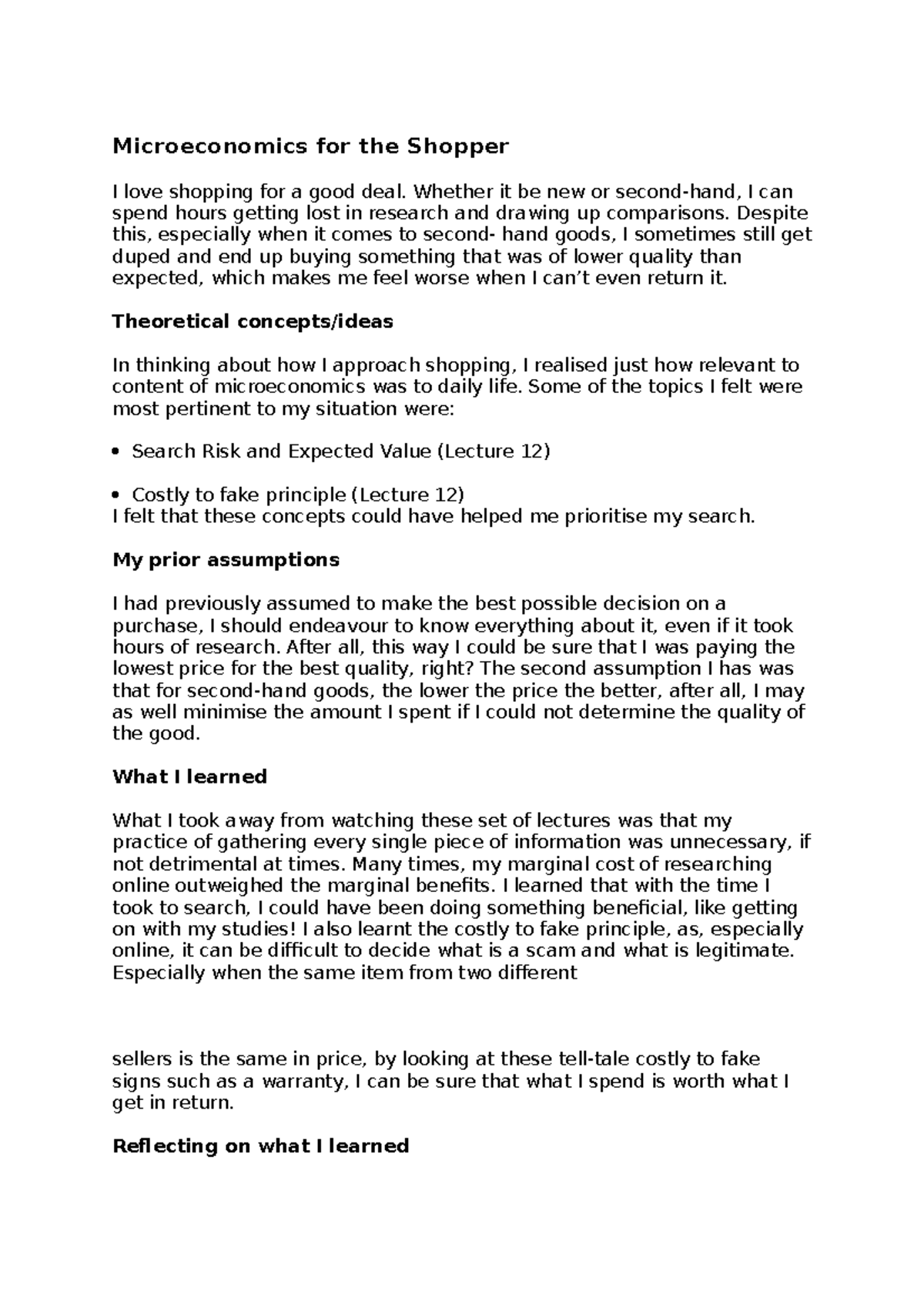ECON1020 ClearJE No. 6 Sample Response ECON1010 UQ Studocu