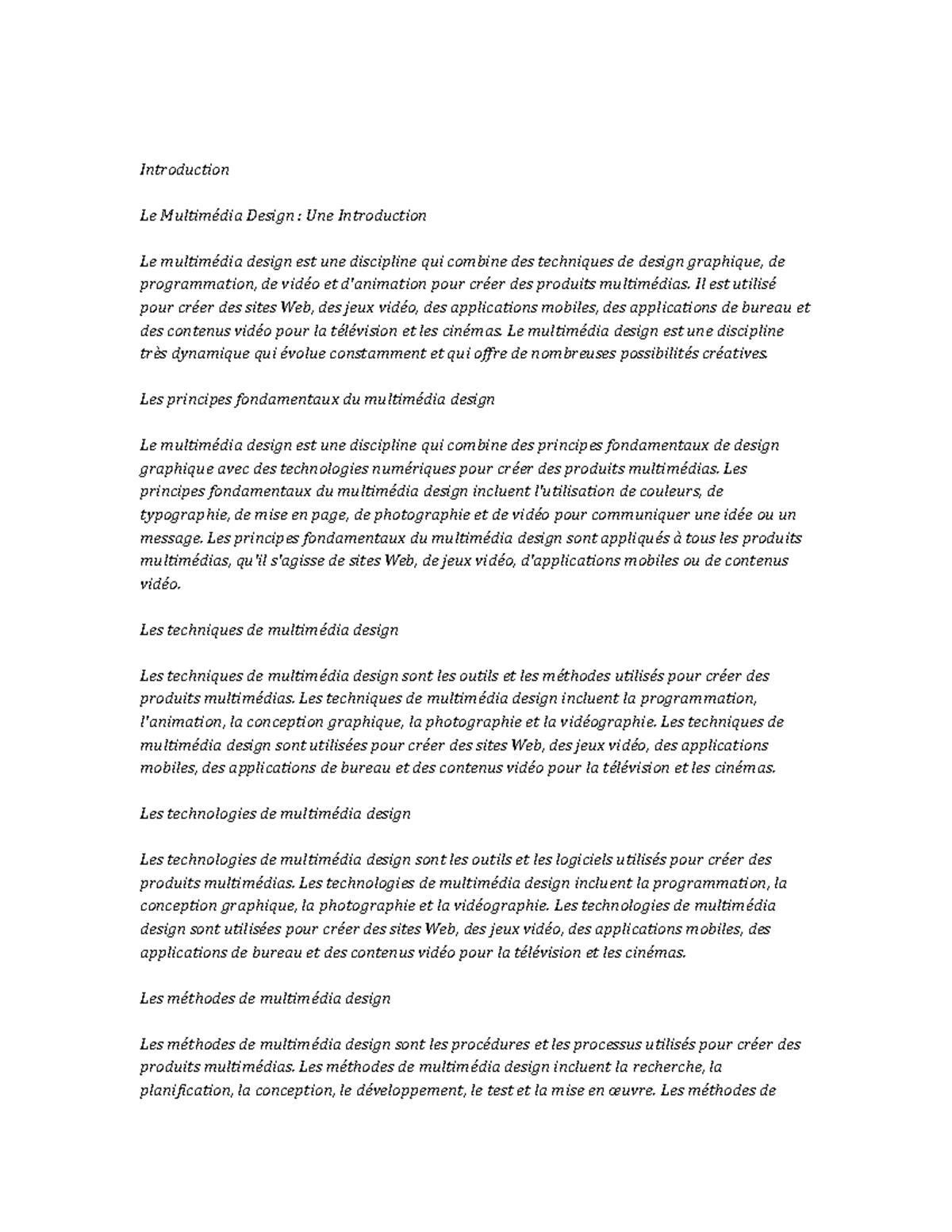 Multimedia Design Study Notes - Introduction Le Multimédia Design : Une ...