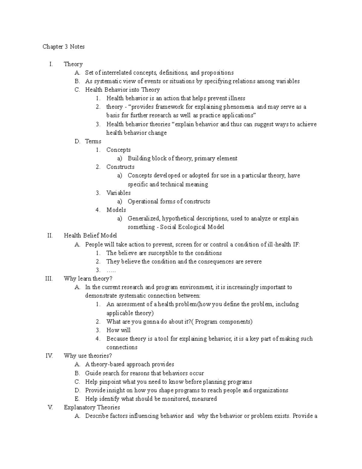 Chapter three notes - Laura Rolke - HLTH 2400 - Chapter 3 Notes I ...