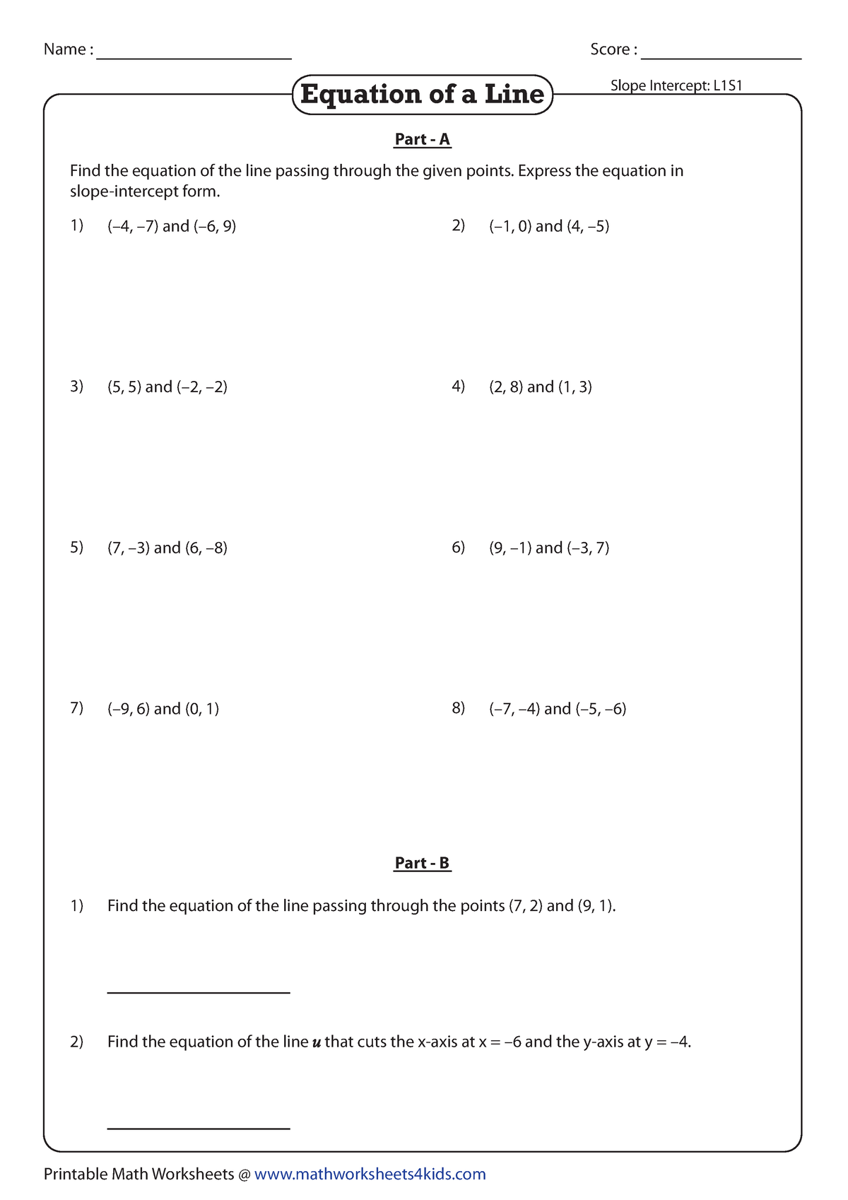 Equation-level 1-1 - jb jhbjlh - Score : Printable Math Worksheets ...