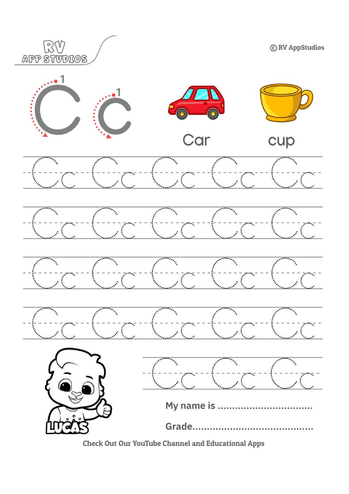 246 free printable worksheets for kids alphabet letter cc tracing ...