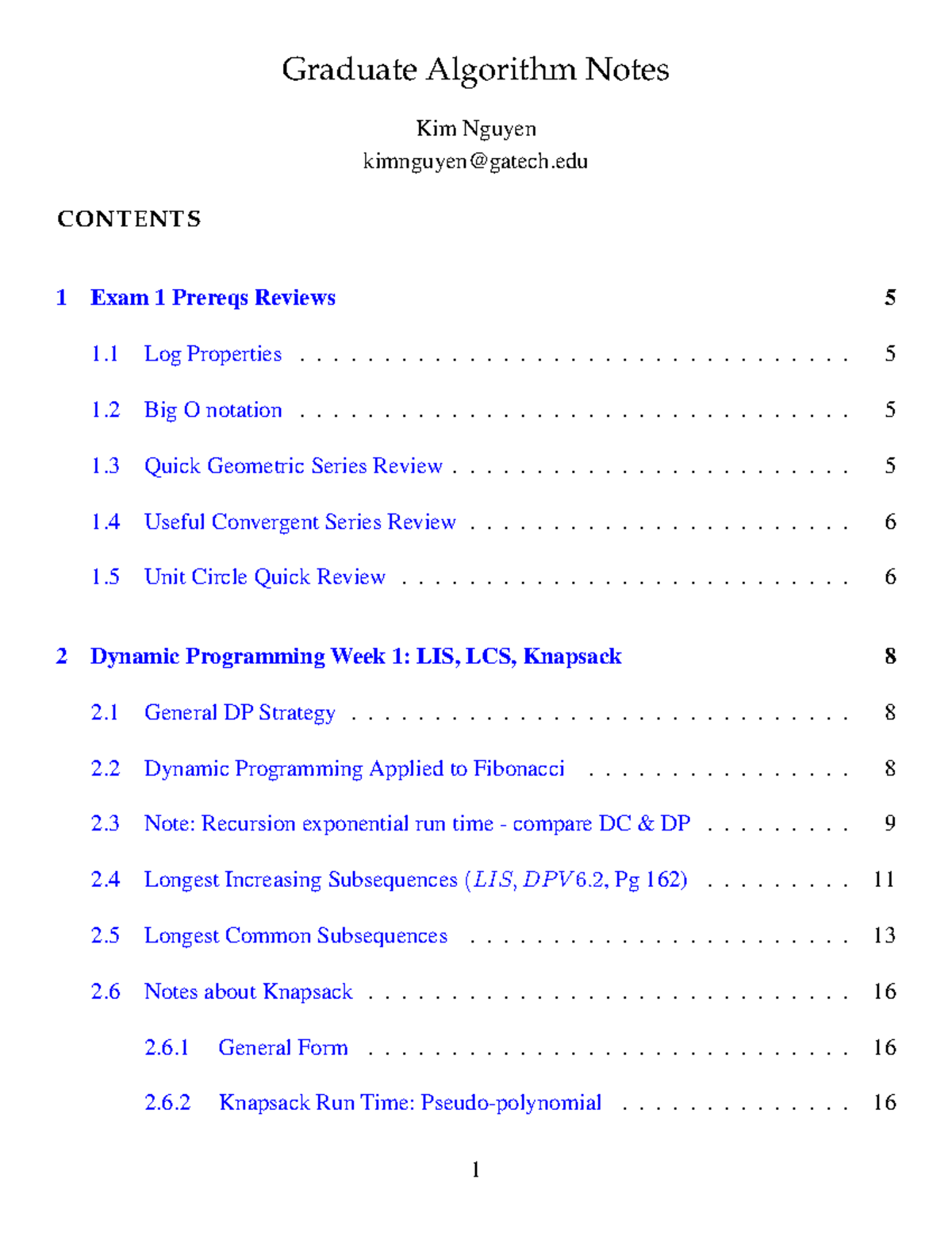 GA Notes - Graduate Algorithm Notes Kim Nguyen kimnguyen@gatech 1 Exam ...