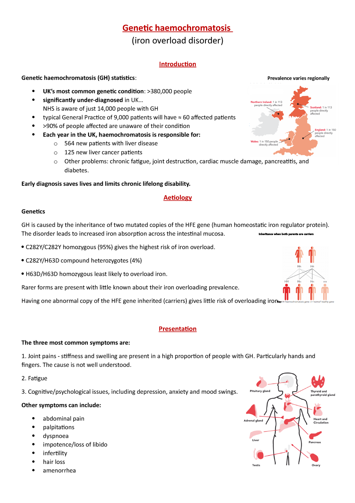 Haemochromatosis - Aetiology, Signs Ands Symptoms, Diagnosis ...